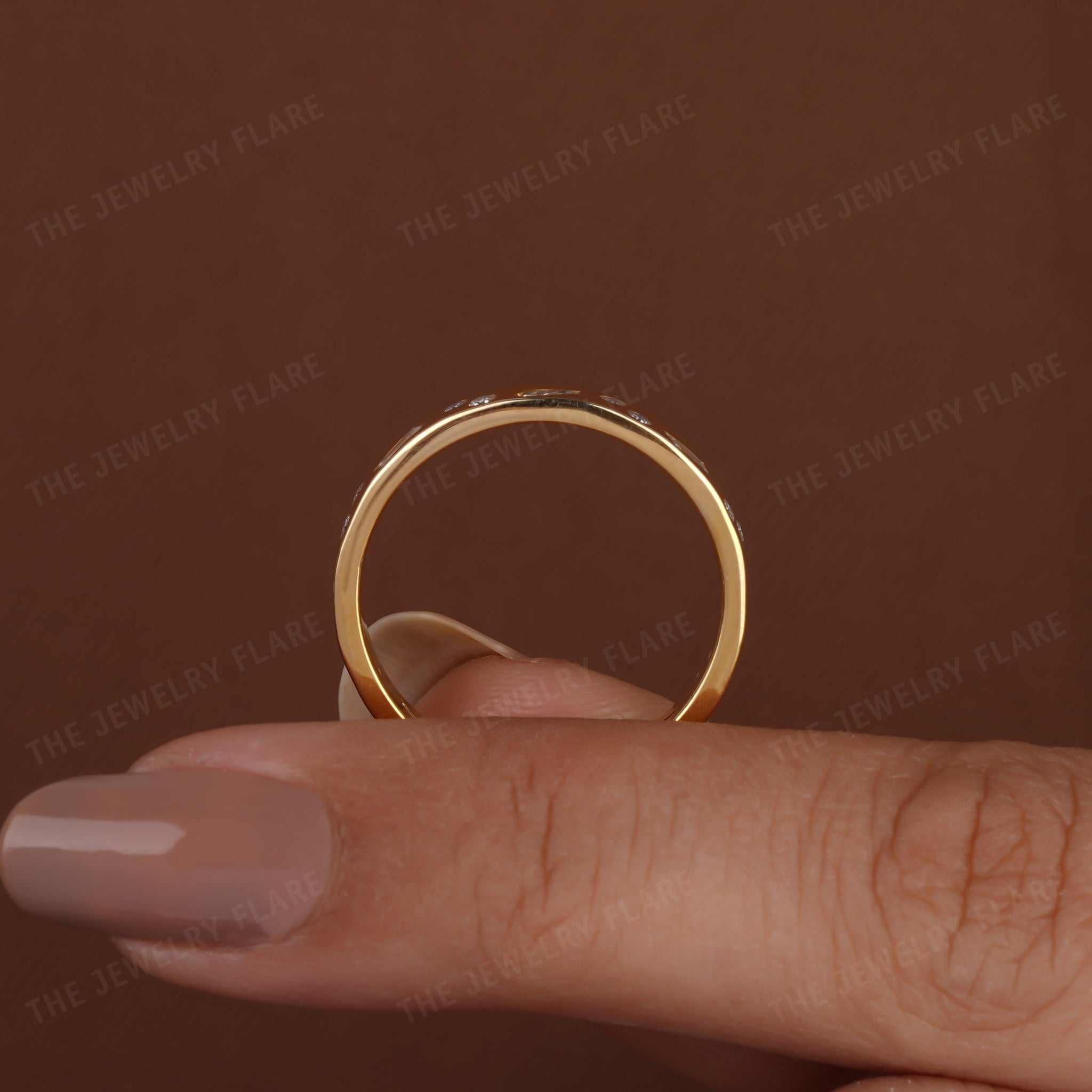 4 mm Wide Multi Shape Flush Set Engagement Band Eight