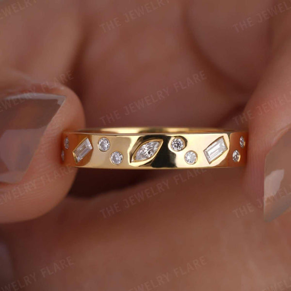 4 mm Wide Multi Shape Flush Set Engagement Band First