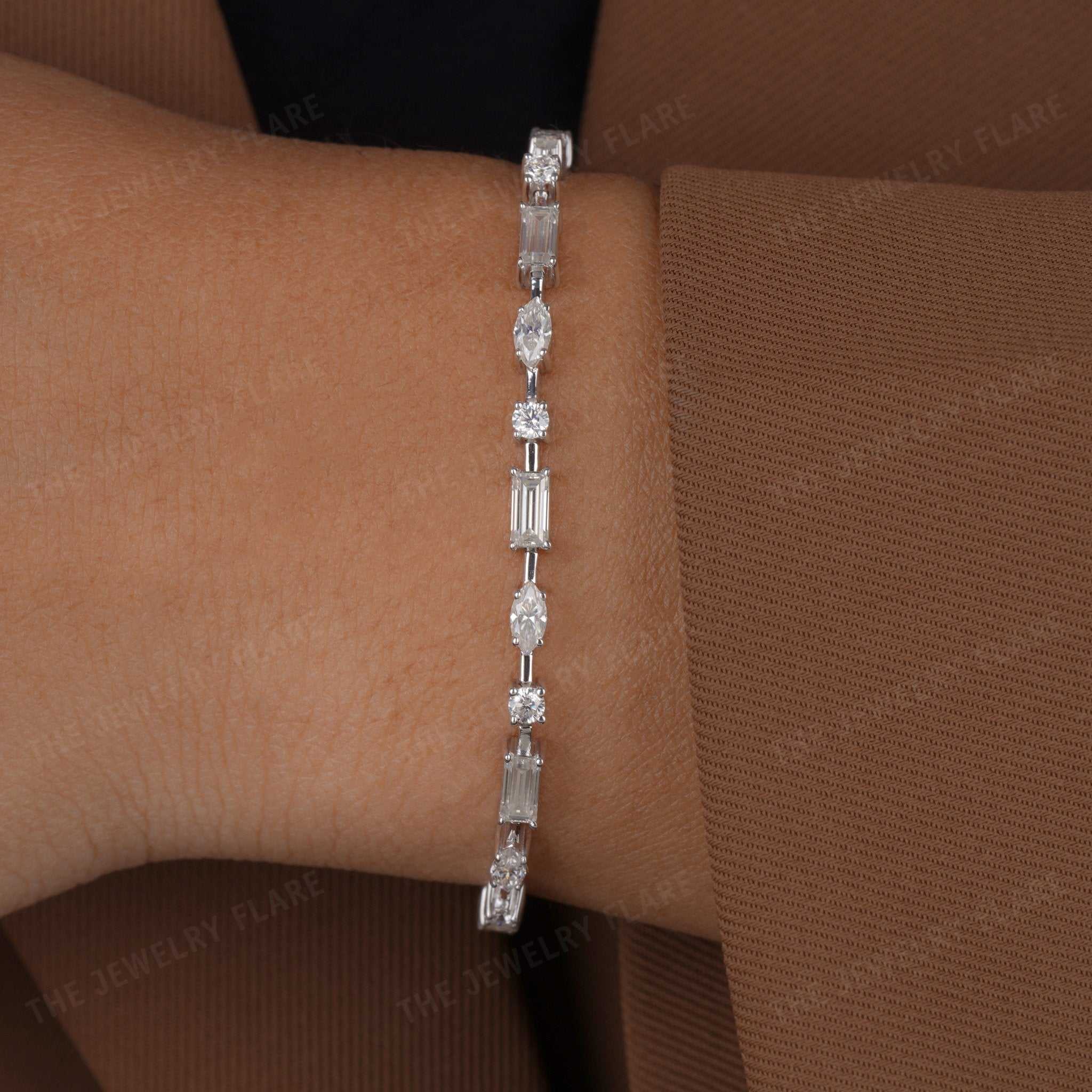 Multi Shaped Moissanite Womens Tennis Bracelet Second