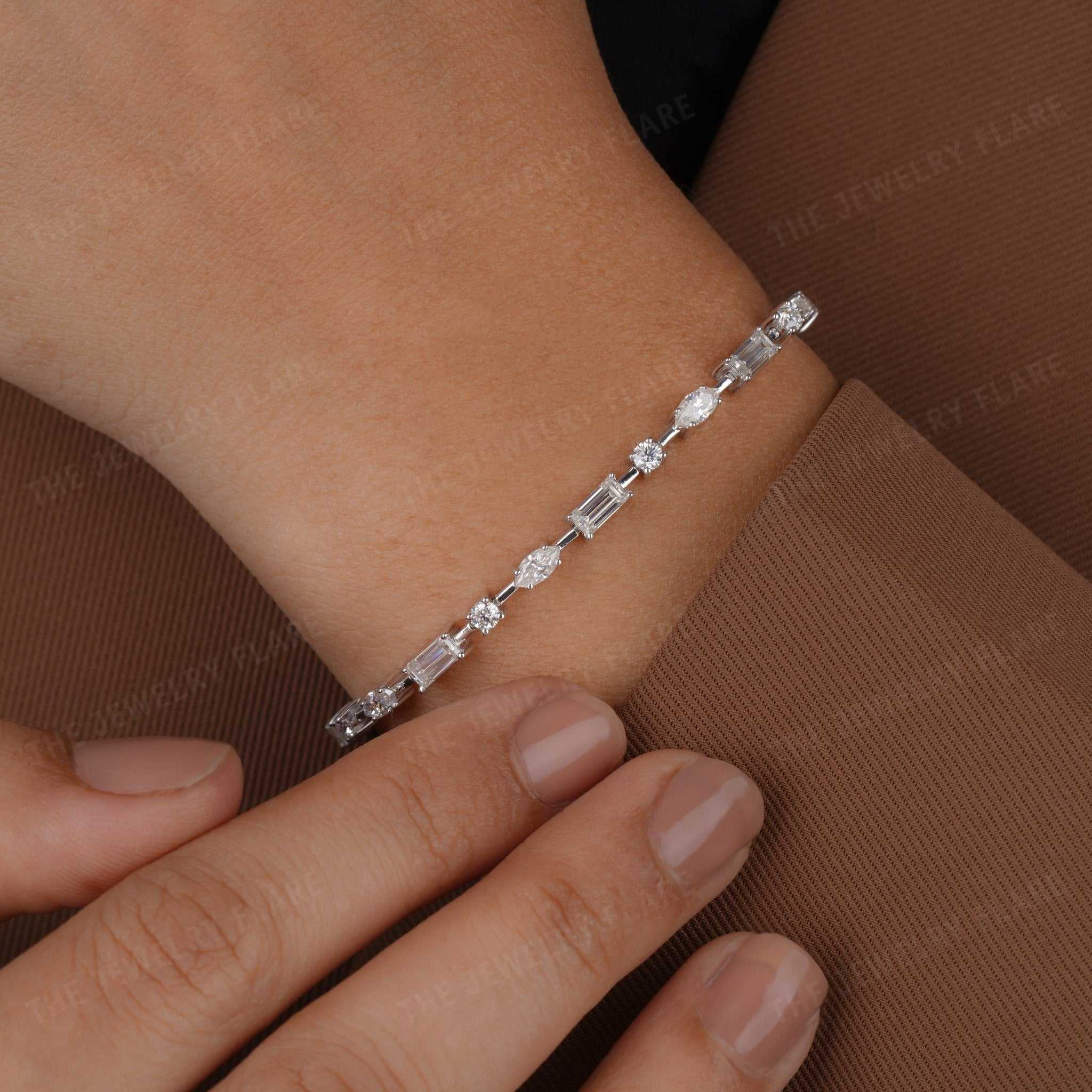 Multi Shaped Moissanite Womens Tennis Bracelet Third