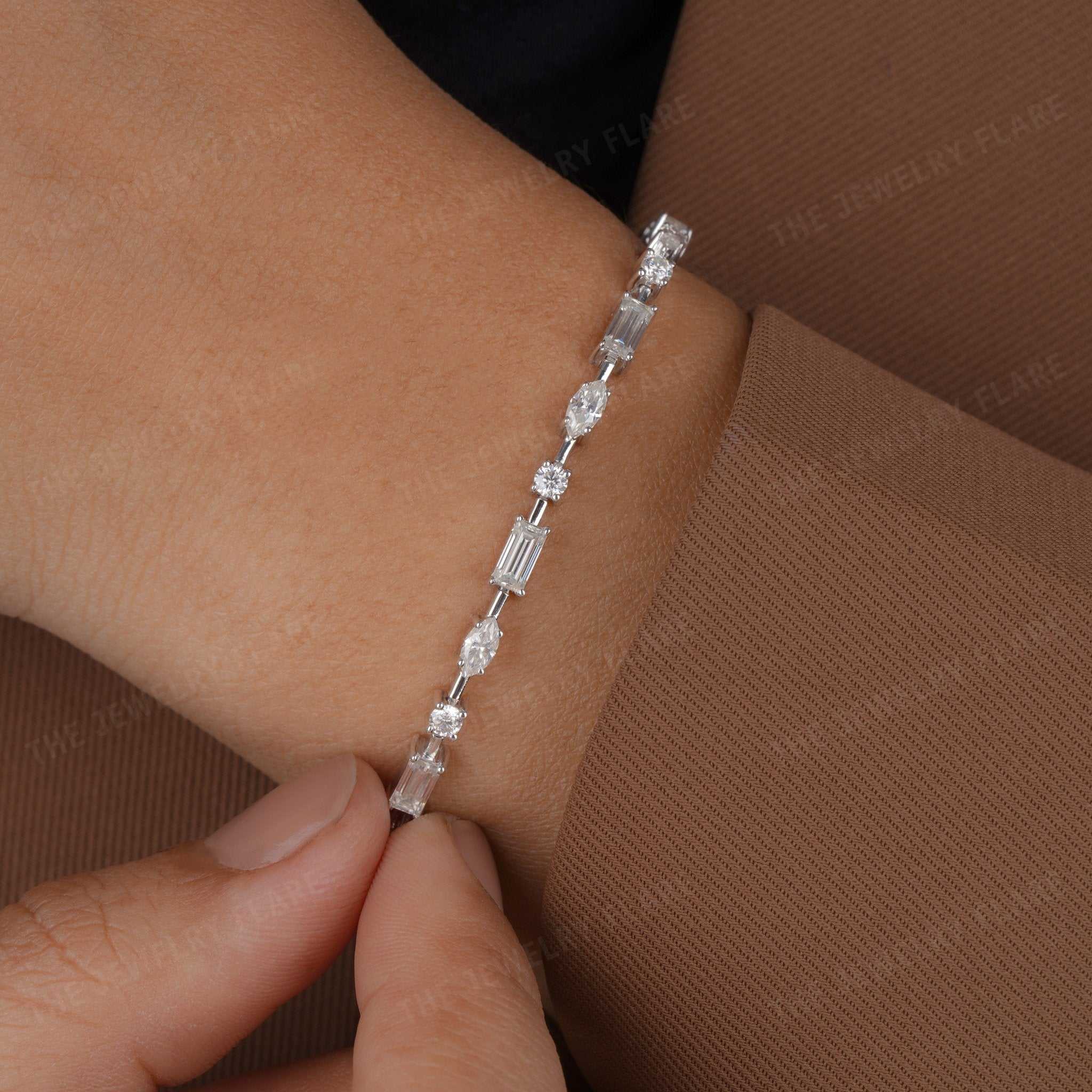 Multi Shaped Moissanite Womens Tennis Bracelet Forth