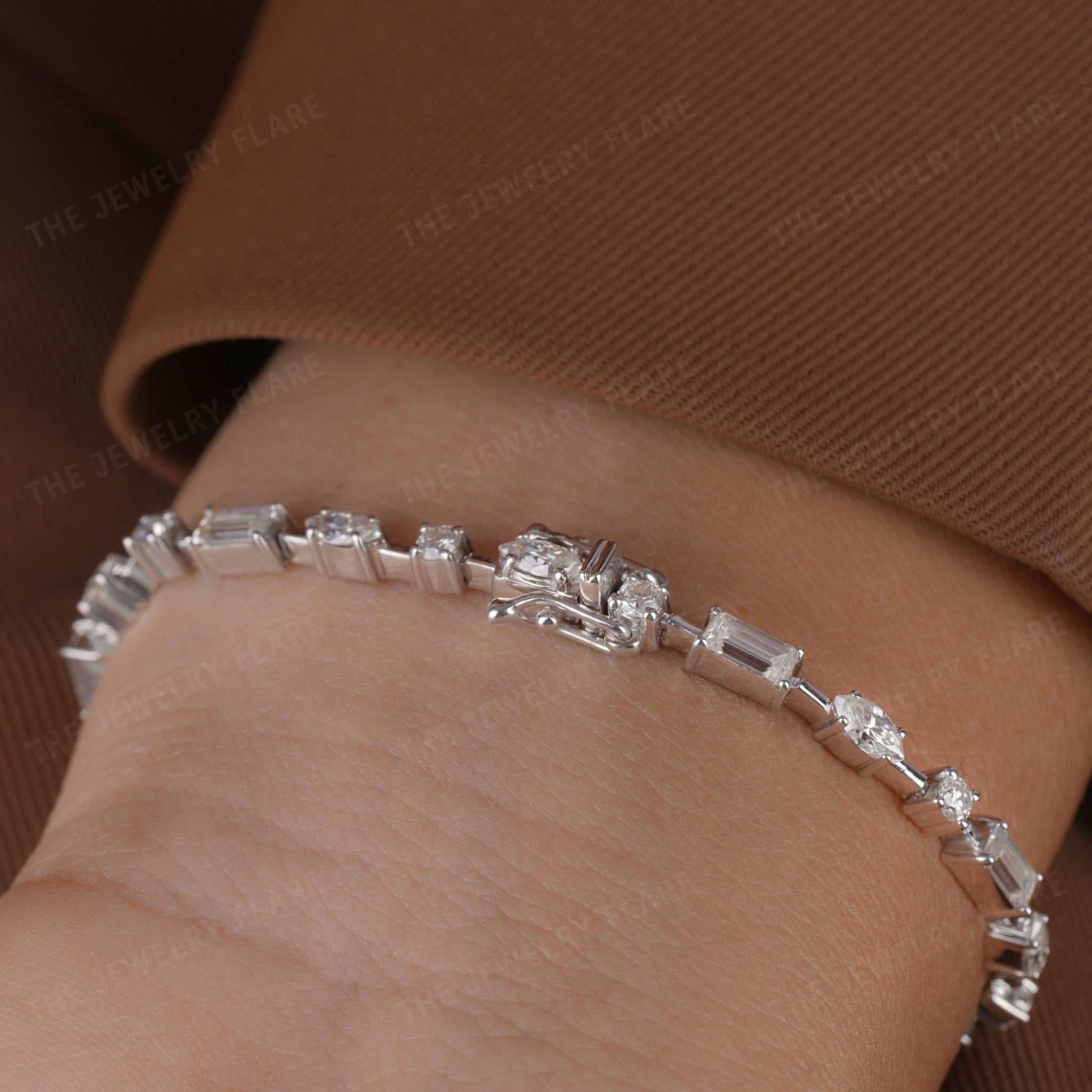 Multi Shaped Moissanite Womens Tennis Bracelet Six