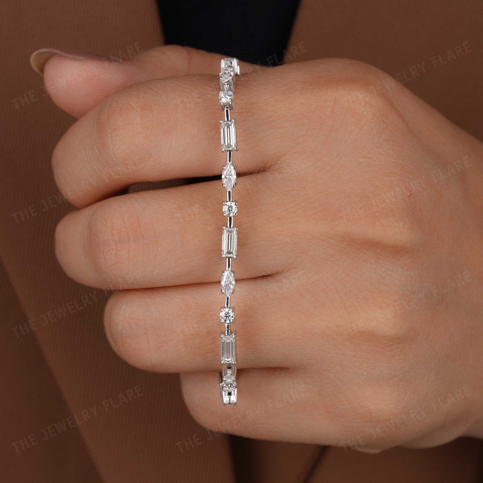 Multi Shaped Moissanite Womens Tennis Bracelet First