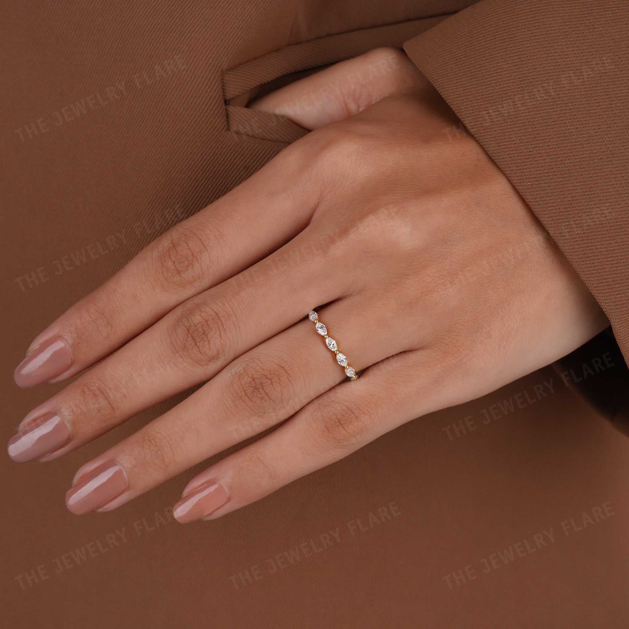 East West Set Marquise Cut Full Eternity Band Third