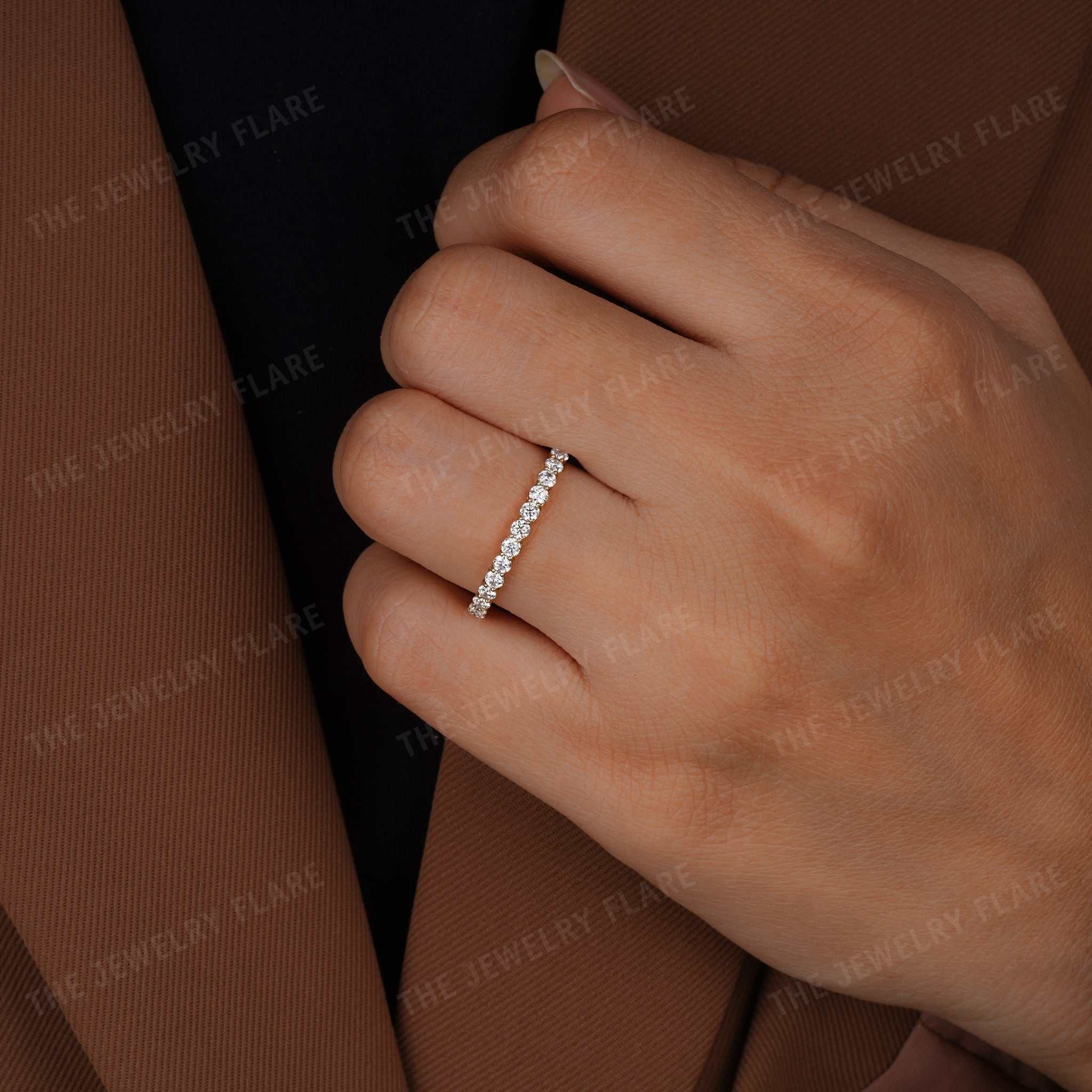 Shared Prongs Moissanite Stackable Band Second