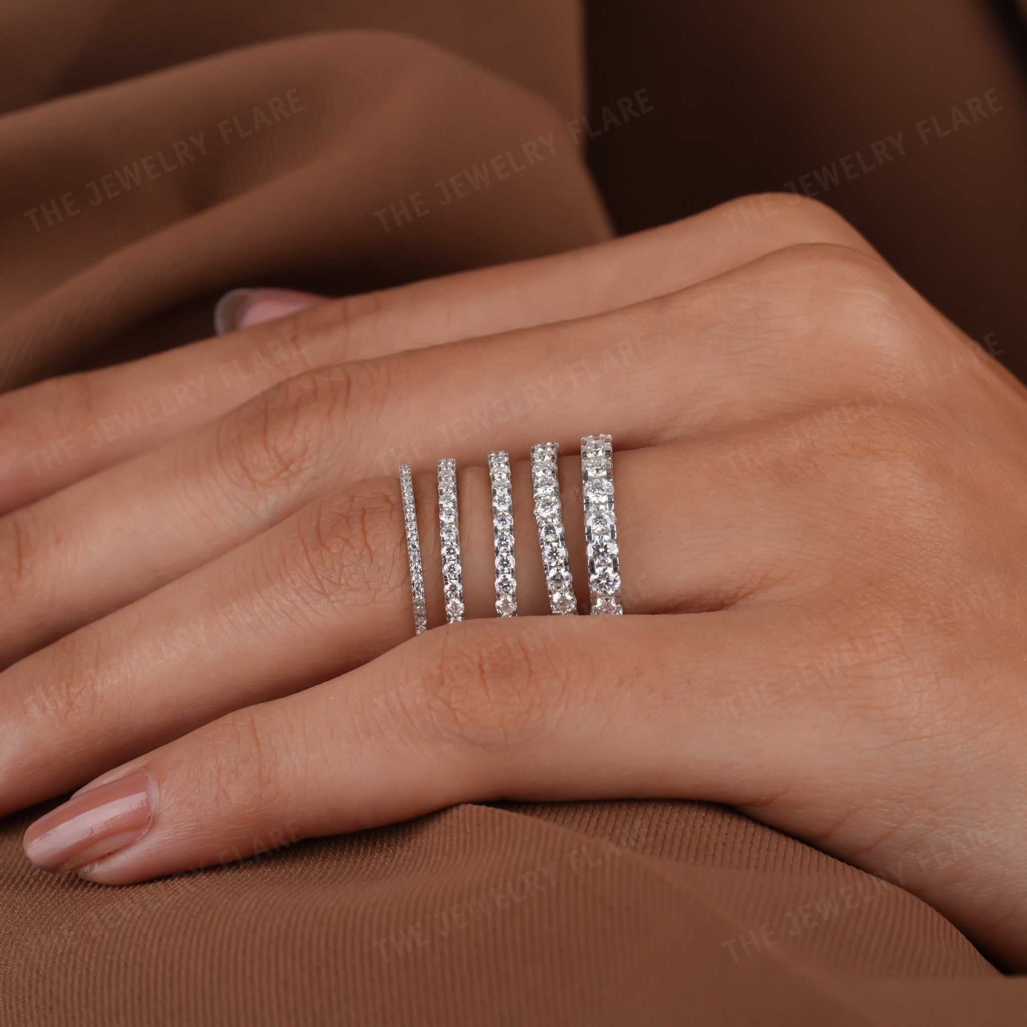 Pave Set Full Eternity Stackable Band Fifth