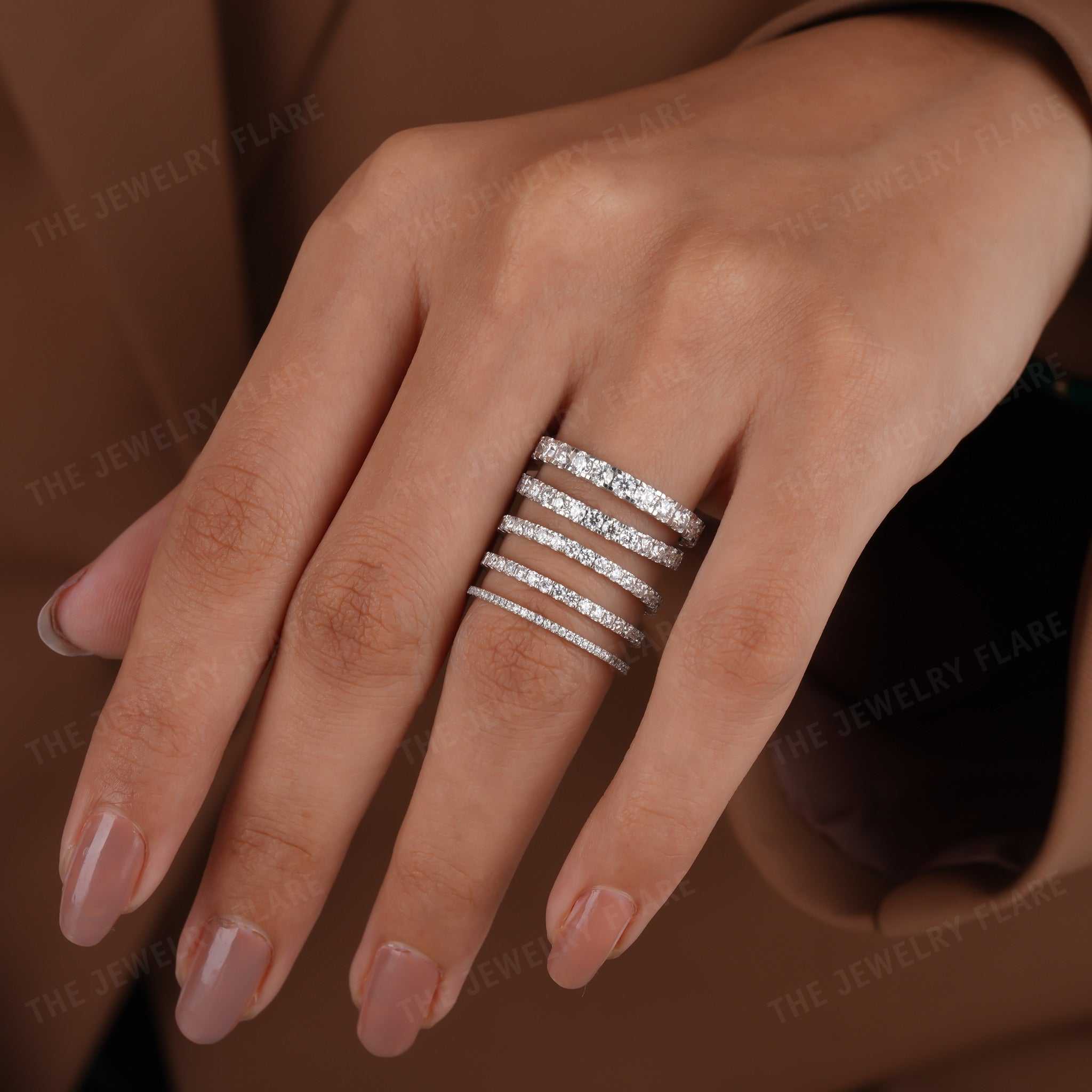 Pave Set Full Eternity Stackable Band Third