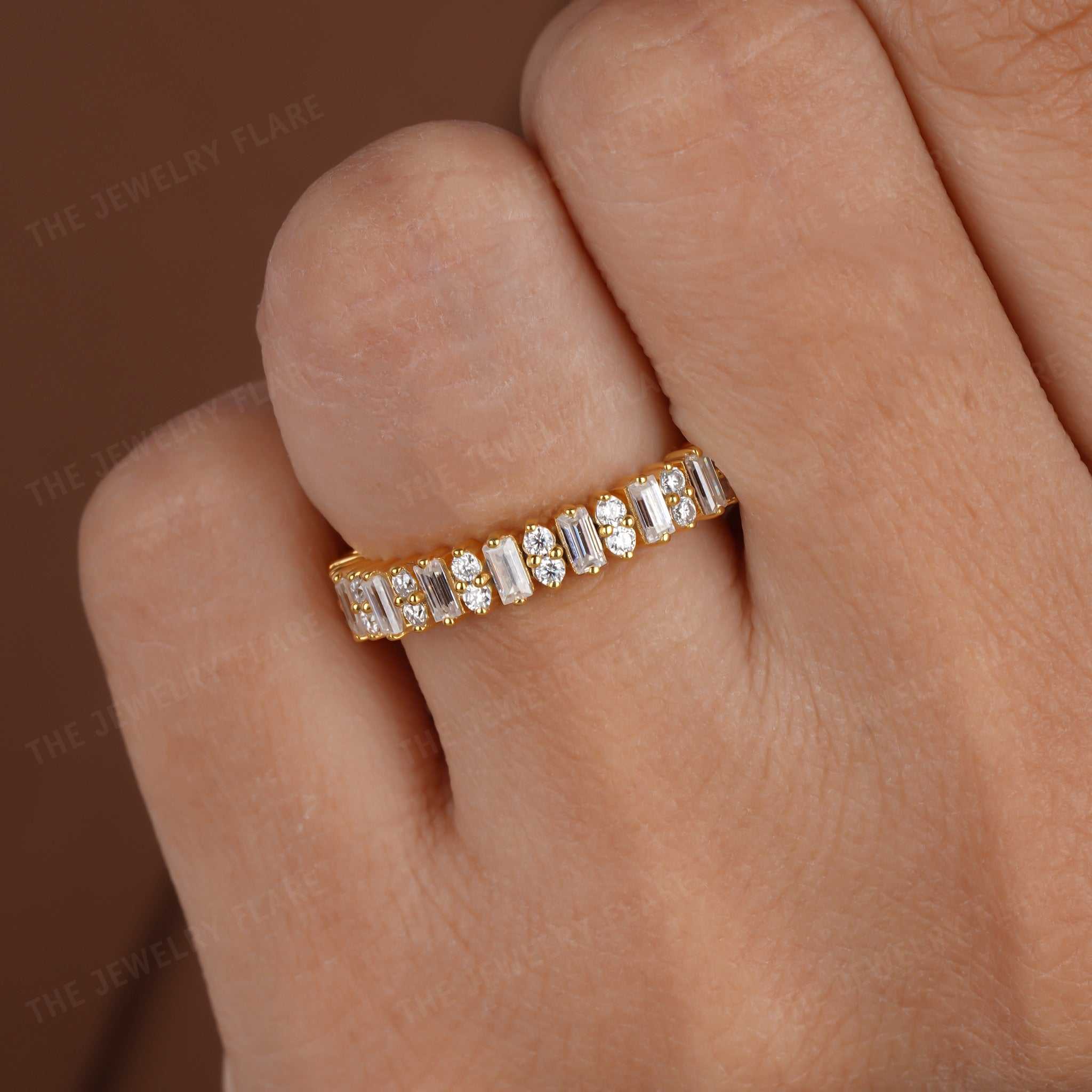 Baguette and Round Cut 4 mm Wide Full Eternity Third