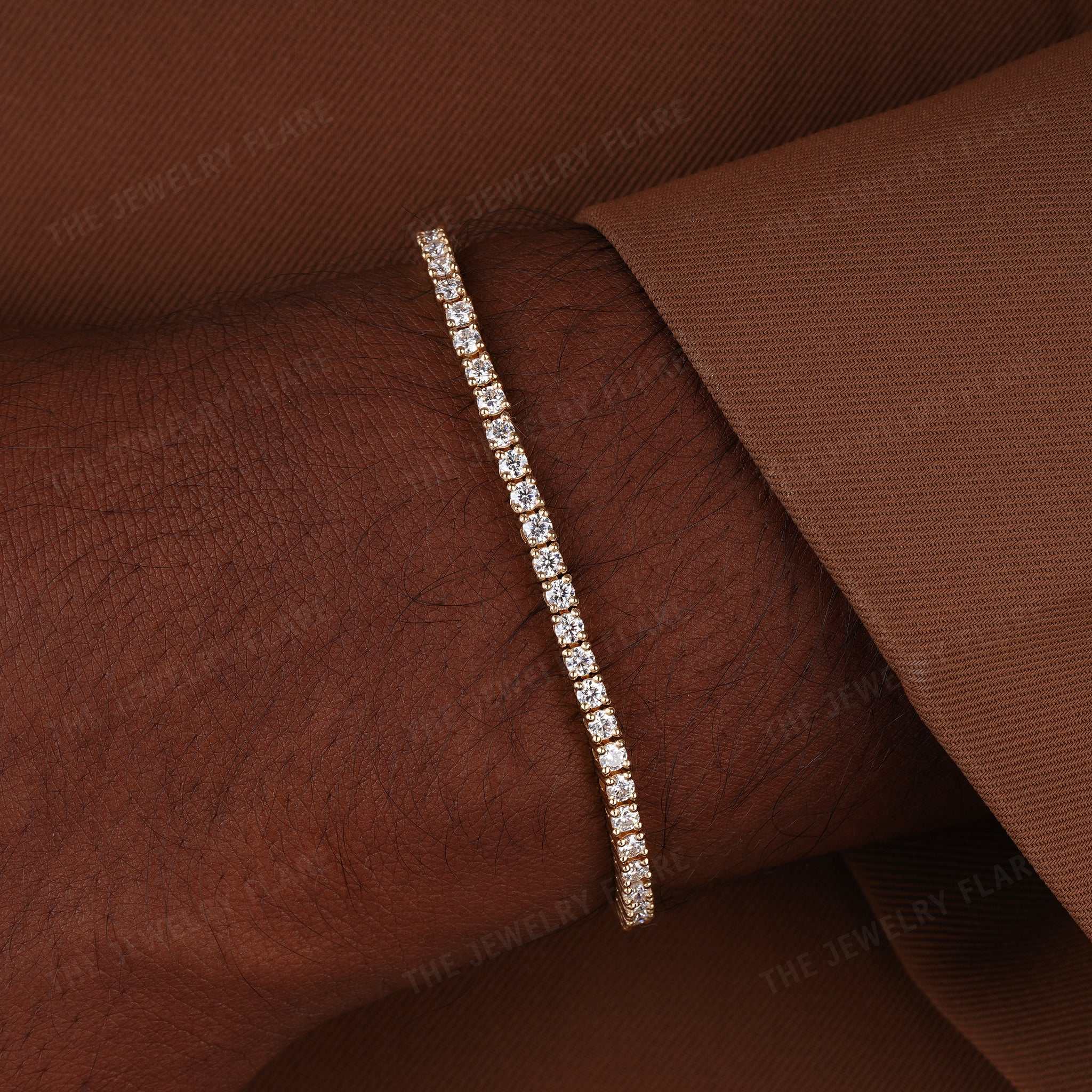 Classic Gold Moissanite Tennis Bracelet for Men