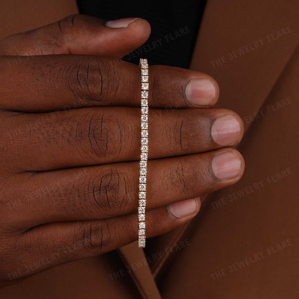 Classic Gold Moissanite Tennis Bracelet for Men