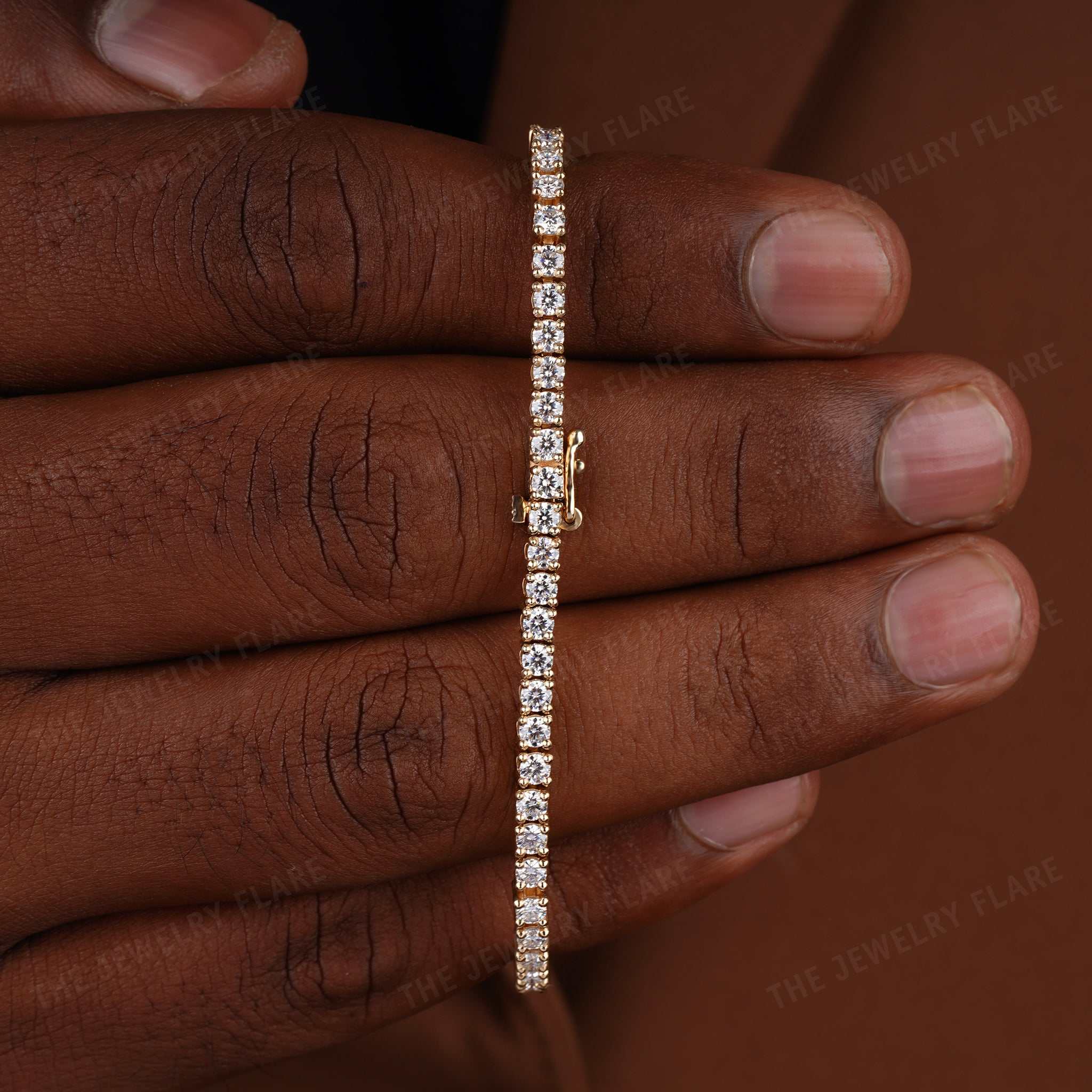 Classic Gold Moissanite Tennis Bracelet for Men