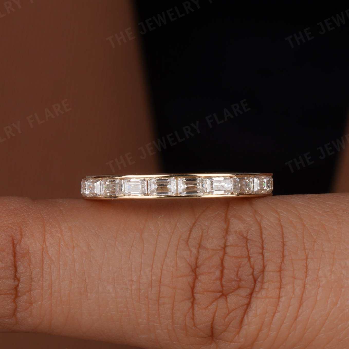 East West Emerald Cut Channel Set Full Eternity Band First