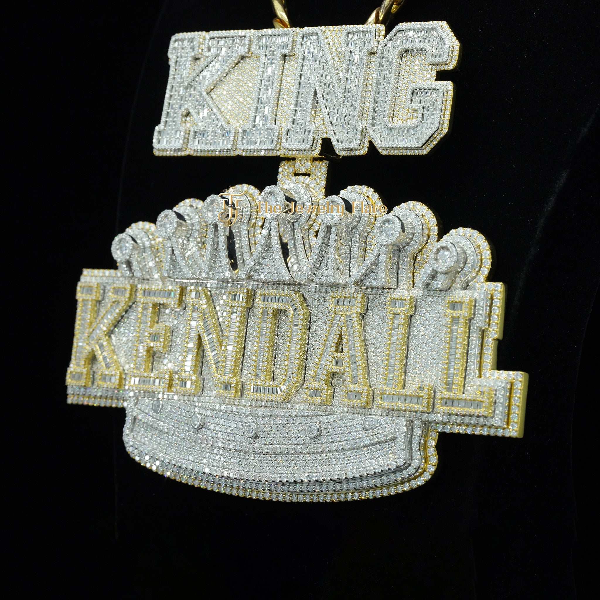 Custom KING Crown Round Moissanite KENDALL Hip Hop Pendant