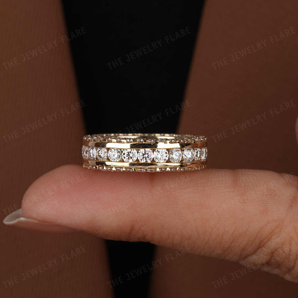 Mens Moissanite Engagement Ring Band 5MM