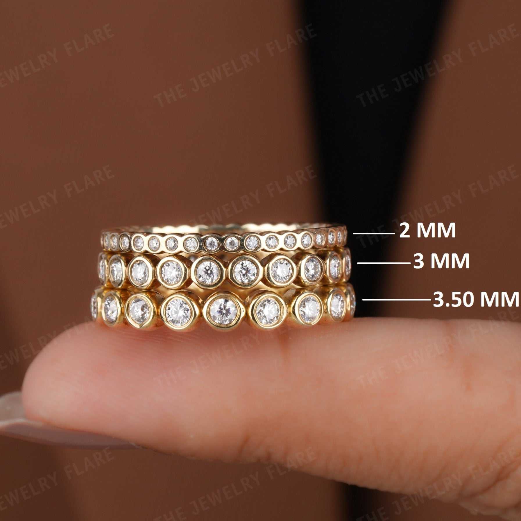 Round Cut Bezel Set Womens Full Eternity Wedding Band First