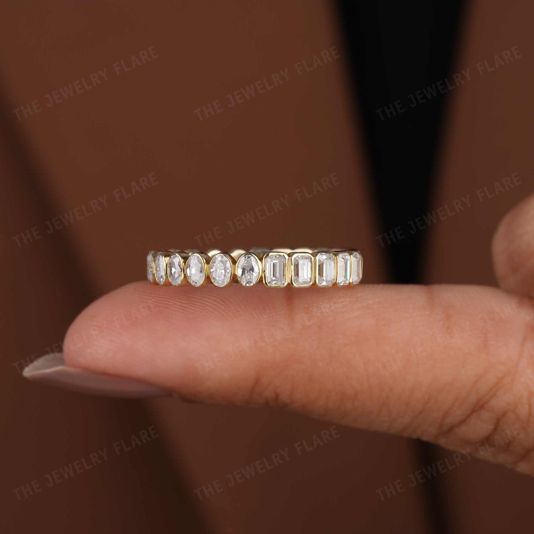 Oval And Emerald Cut Bezel Set Full Eternity Wedding Band Second