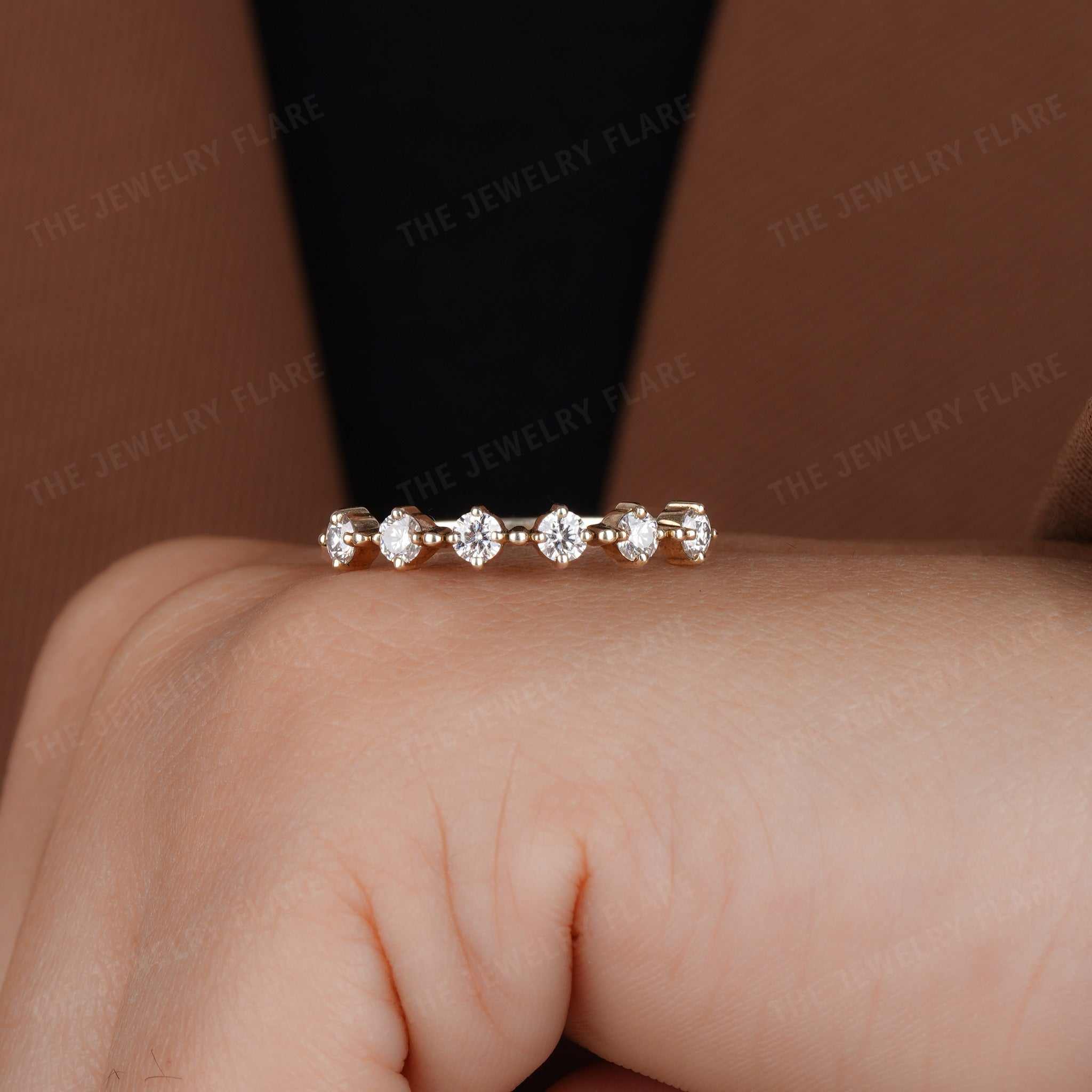 Floating Diamond Half Eternity Bubble Band Third