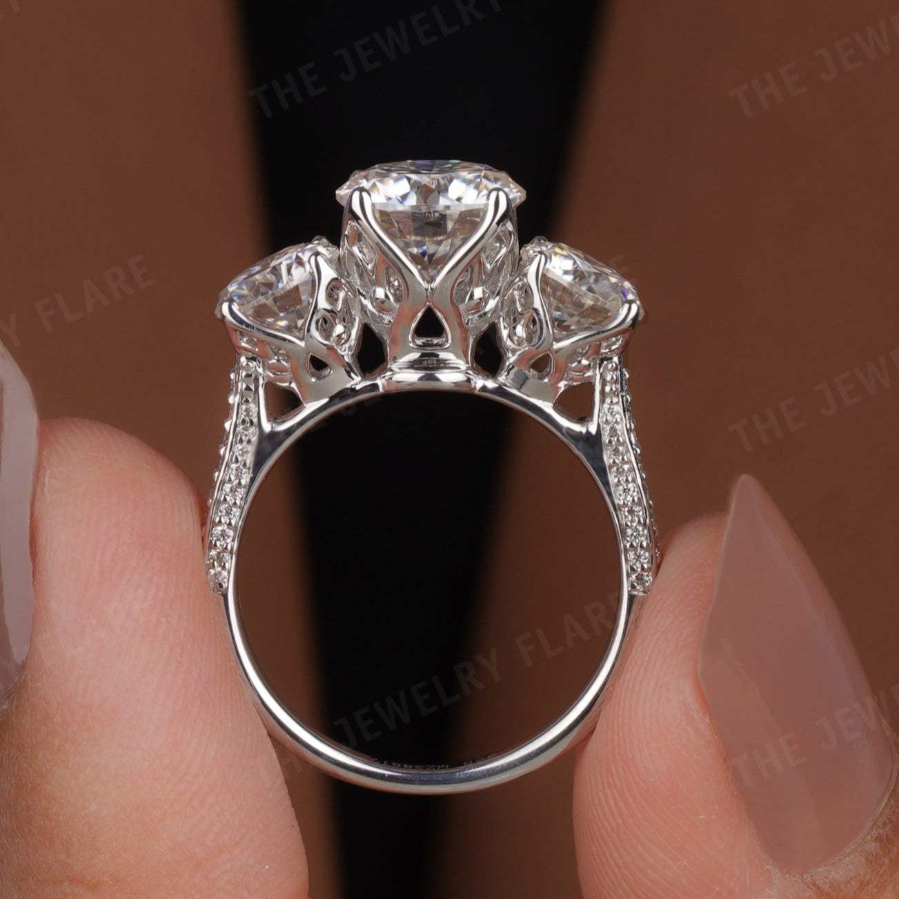 Flower Petal Three Stone Engagement Ring First