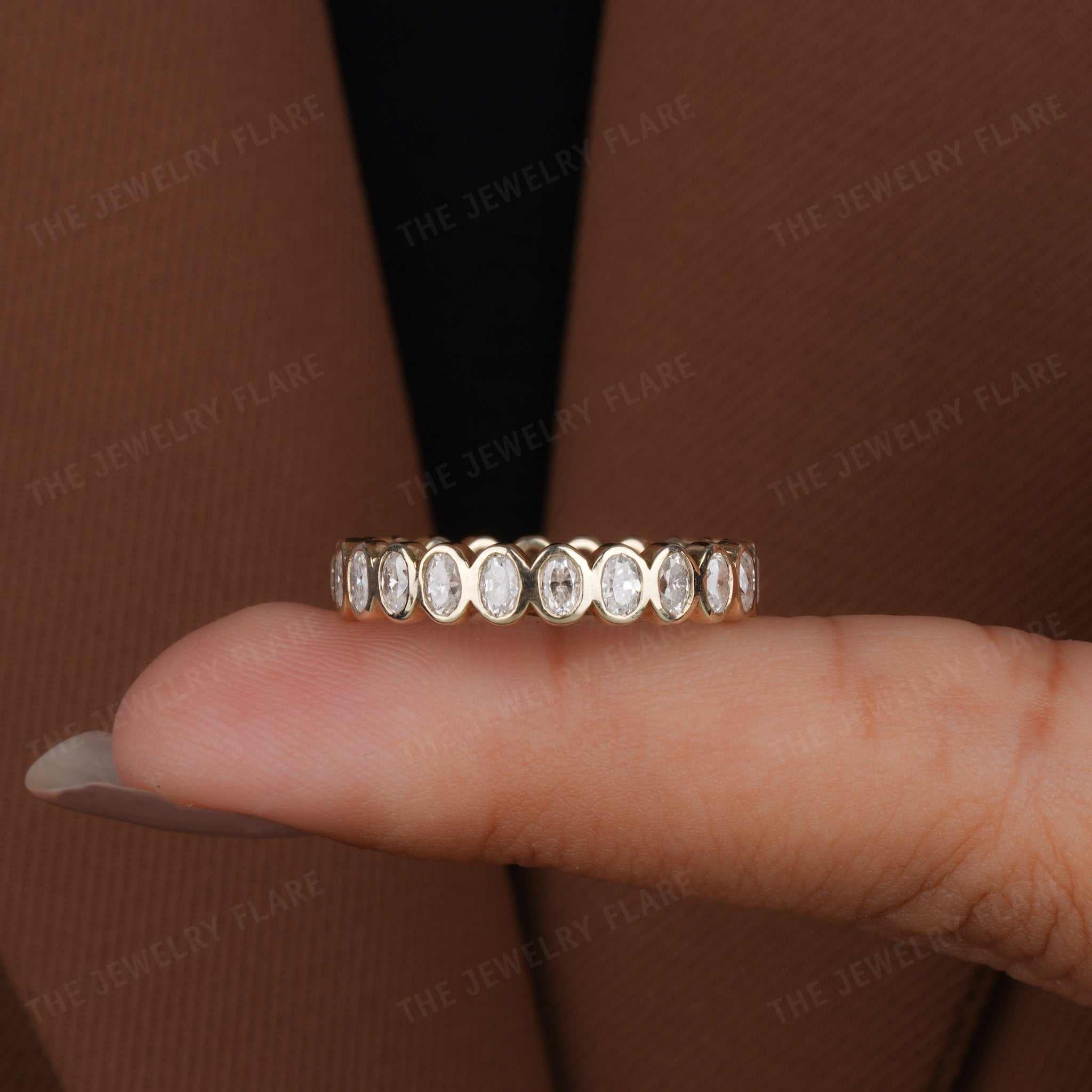 Oval Cut Bezel Set Full Eternity Engagement Wedding Band Second