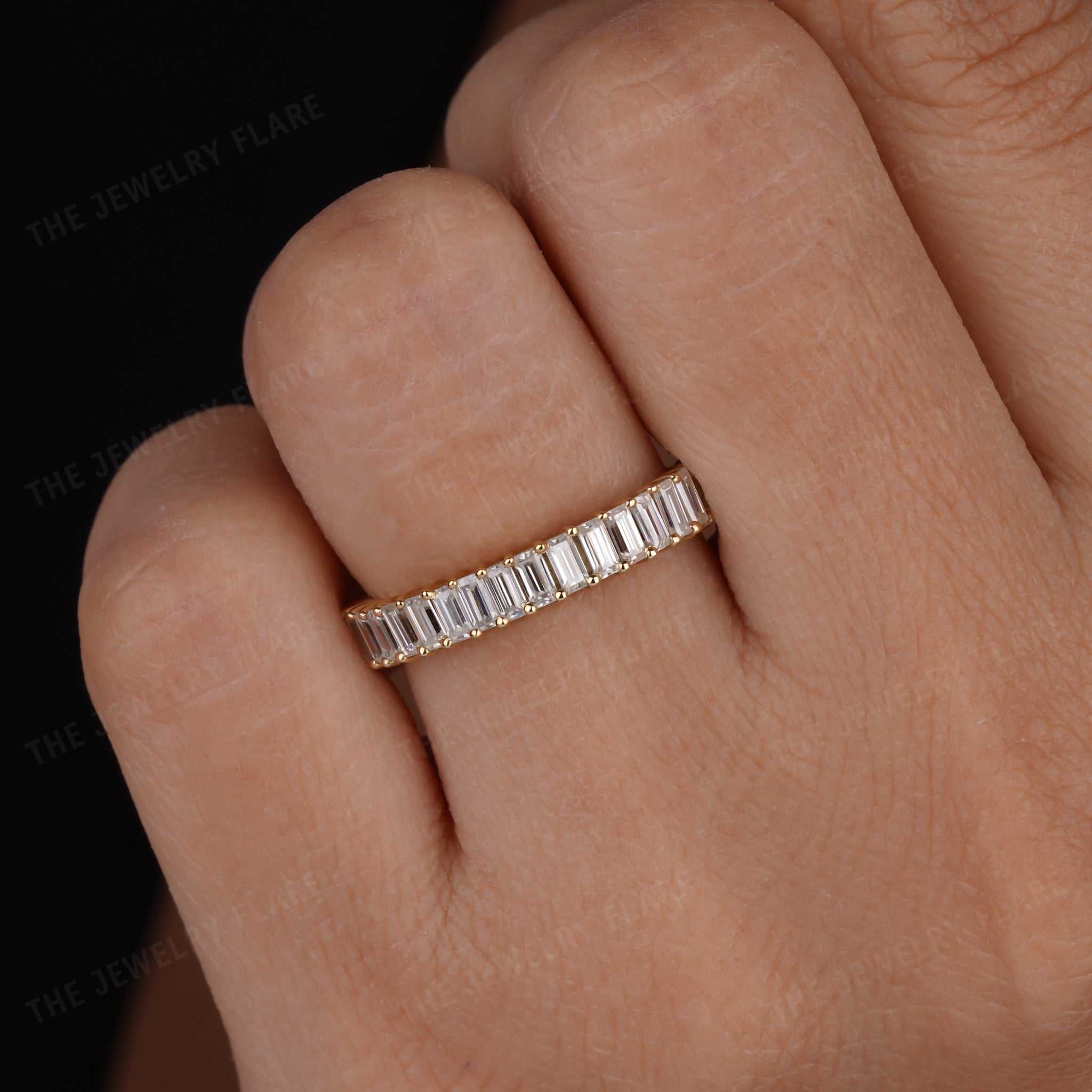 Emerald Cut Half Eternity Womens Wedding Band Second