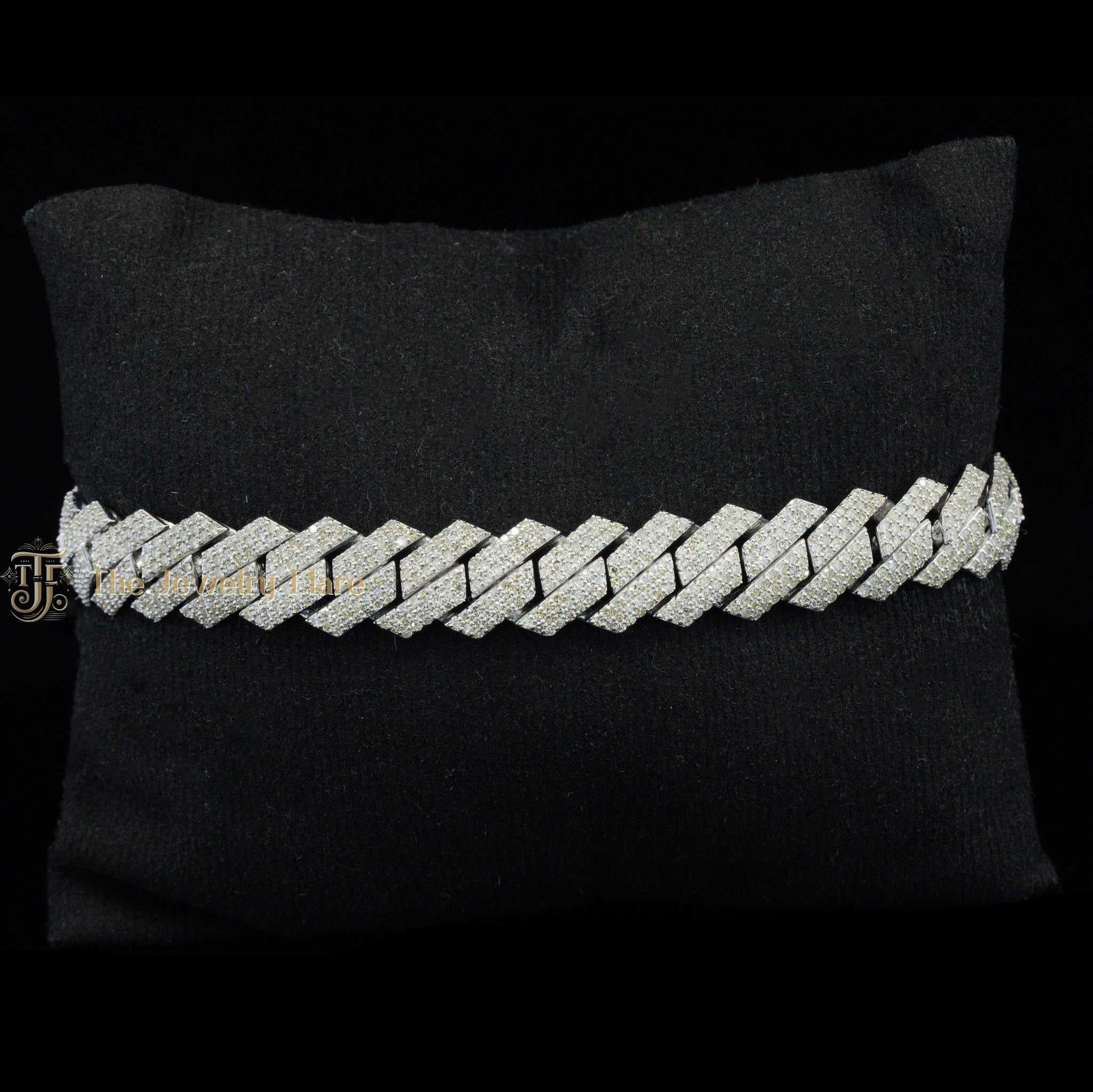 Mens Natural Diamond Cuban Link Chain Bracelet Second