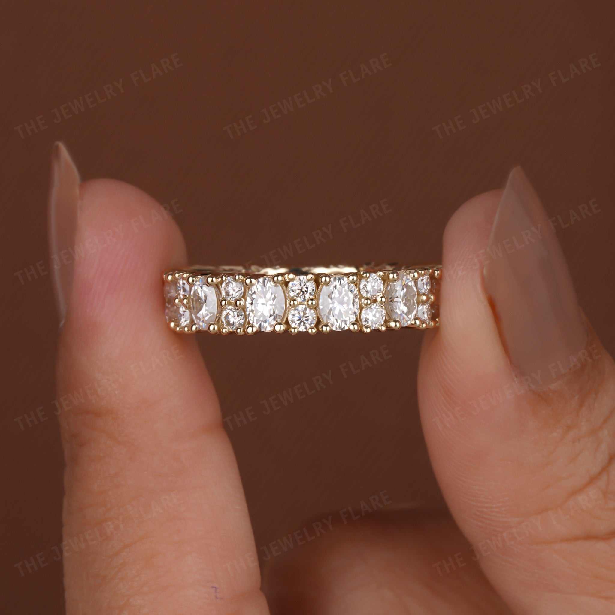 Oval And Round Cut Alternative Diamond Full Eternity Band Forth