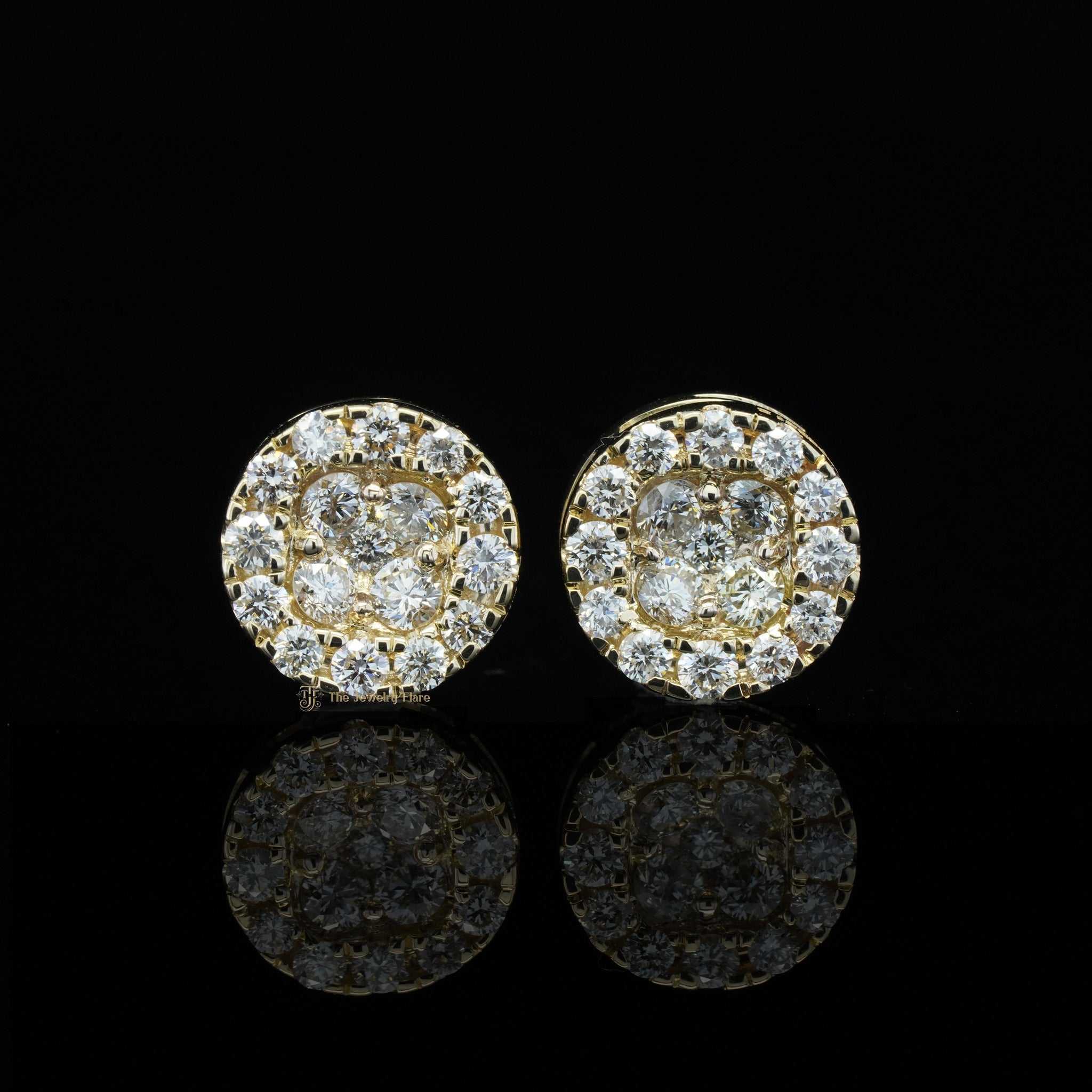 Iced Out Hip Hop Round Diamond Stud Earrings For Men