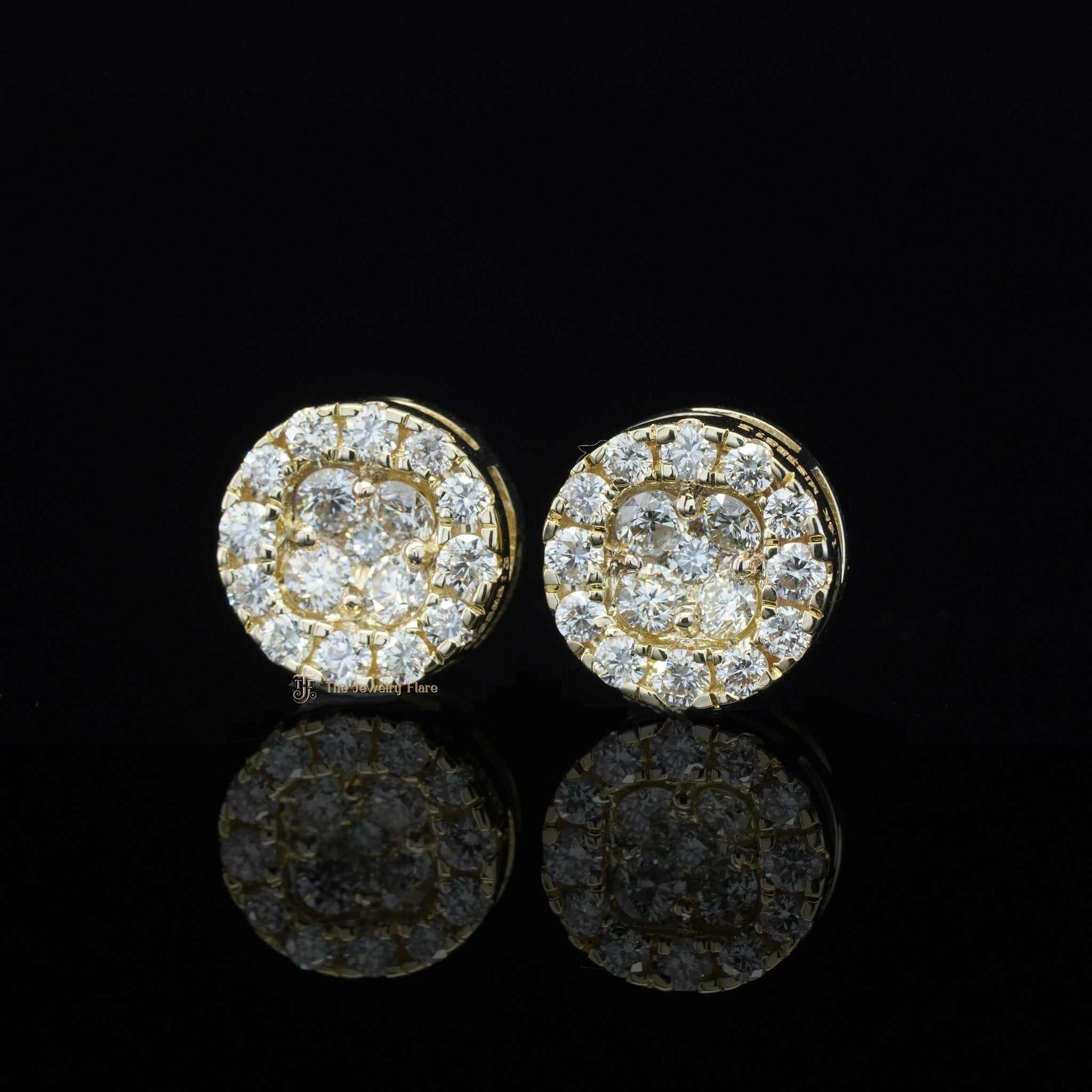 Iced Out Hip Hop Round Diamond Stud Earrings For Men