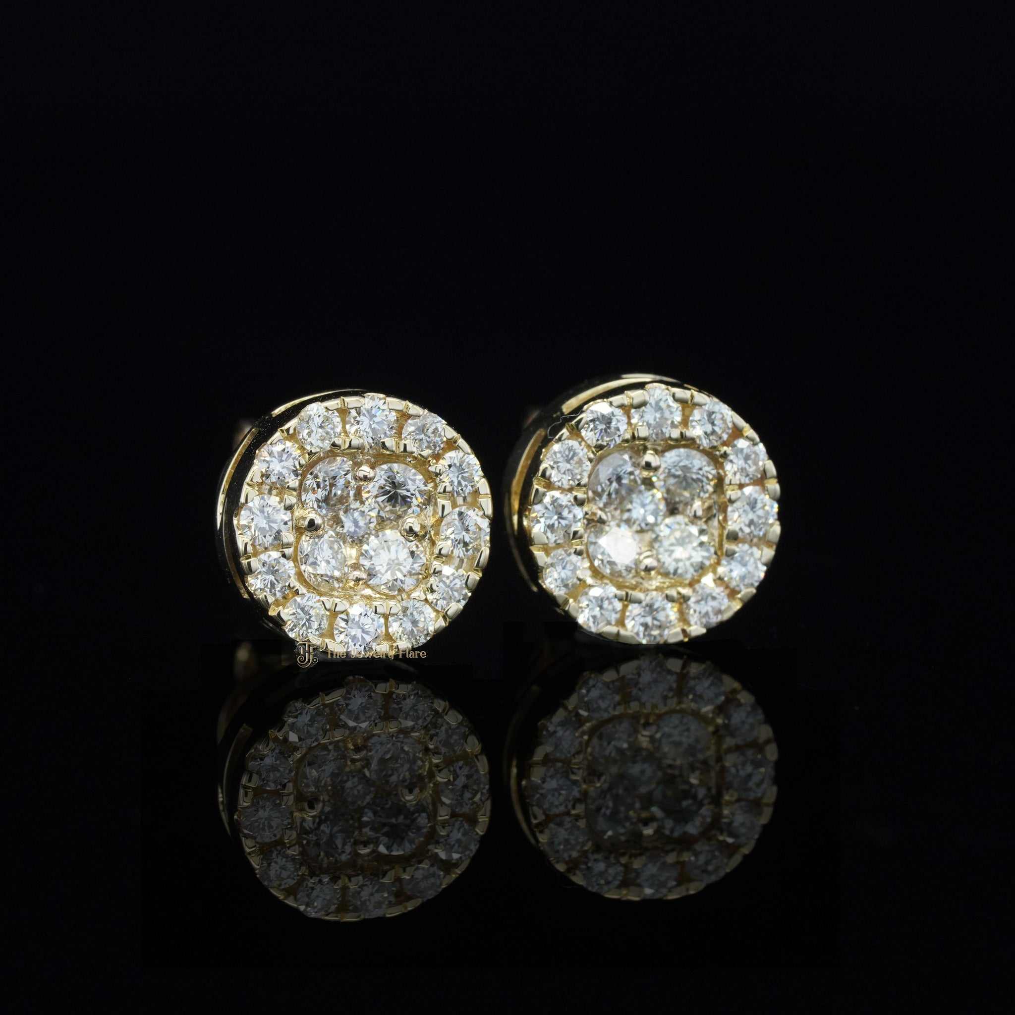 Iced Out Hip Hop Round Diamond Stud Earrings For Men