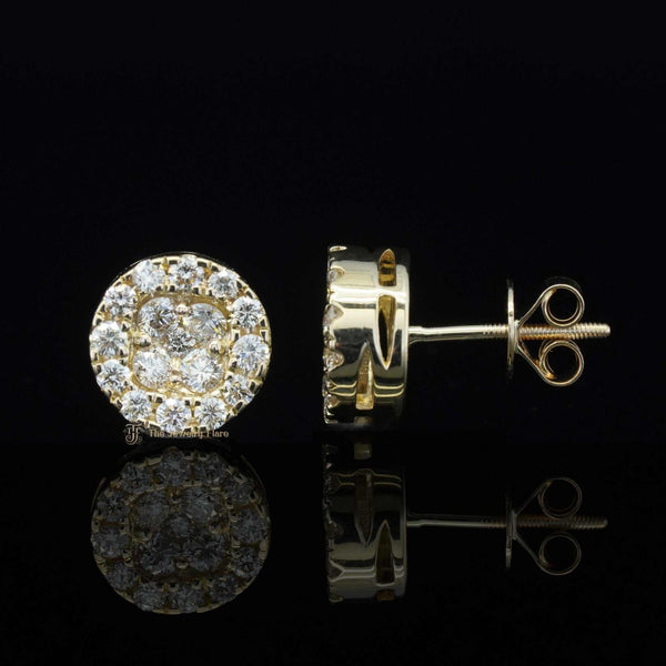 Iced Out Hip Hop Round Diamond Stud Earrings For Men