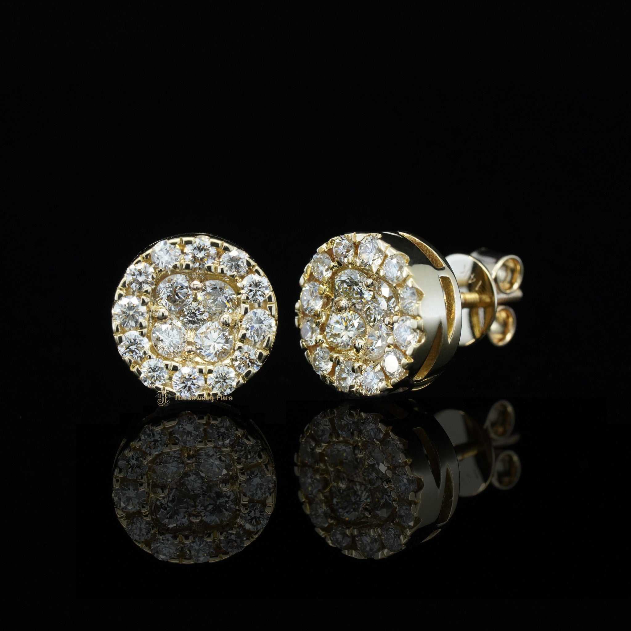 Iced Out Hip Hop Round Diamond Stud Earrings For Men