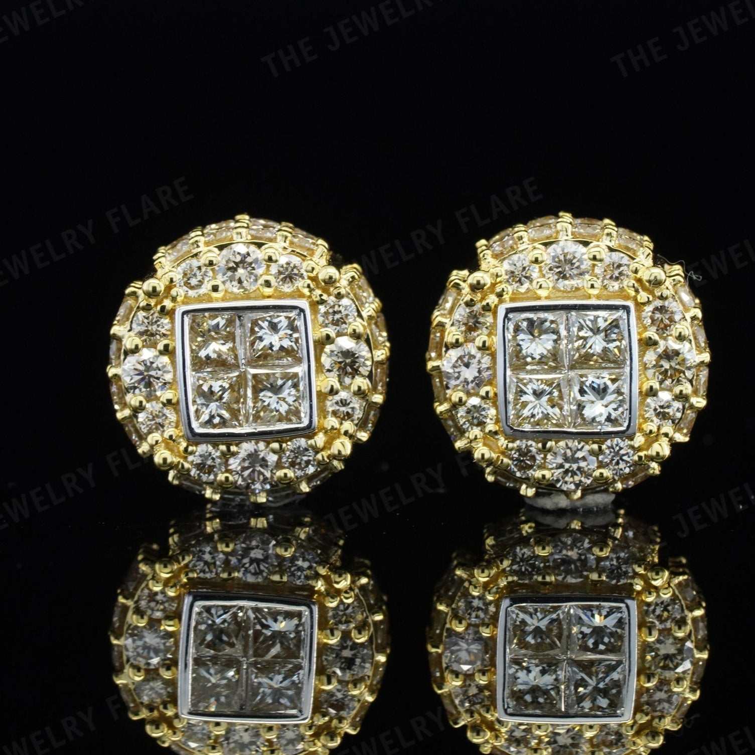 Princess and Round Cut Micro Pave Diamond Women Studs First