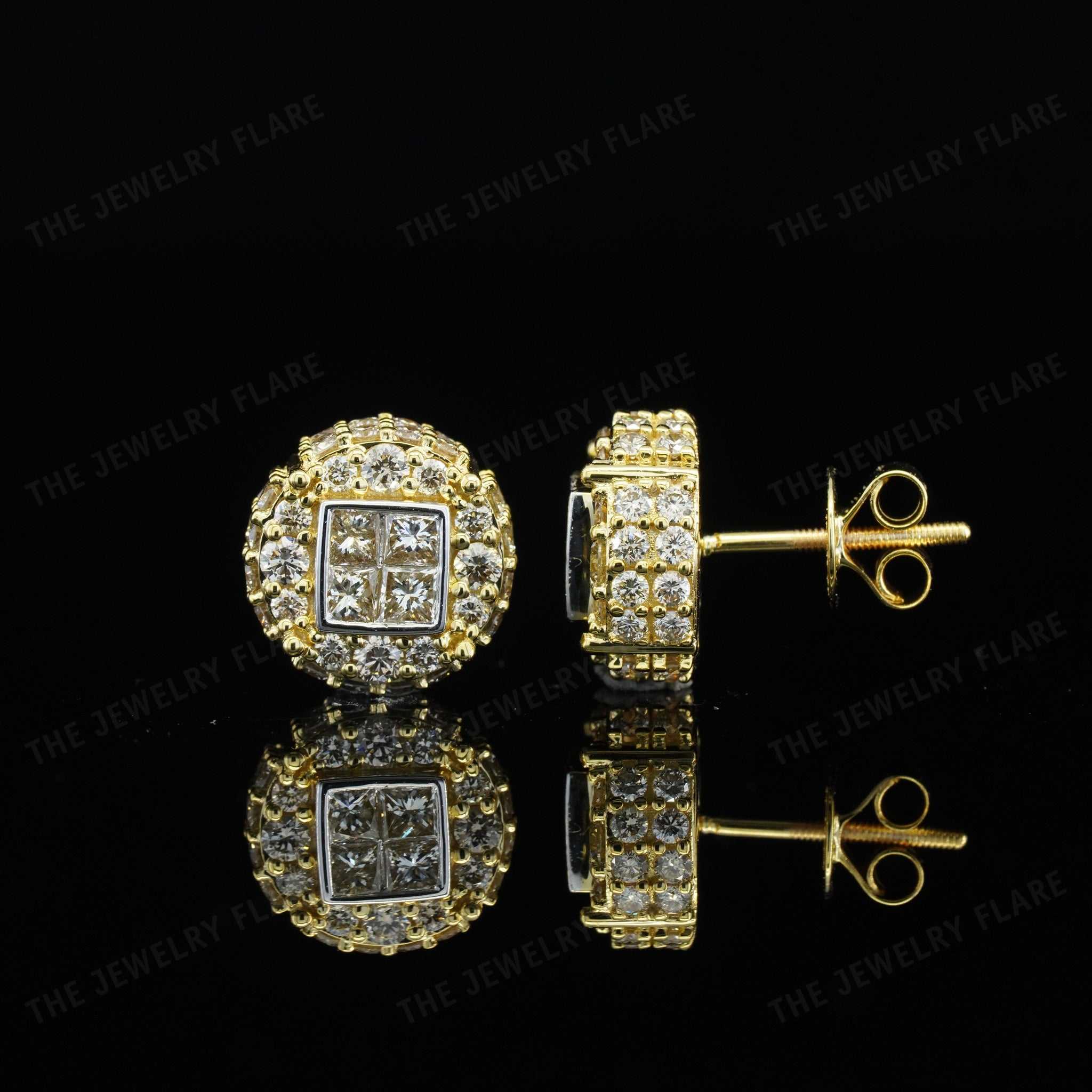 Princess and Round Cut Micro Pave Diamond Women Studs Third