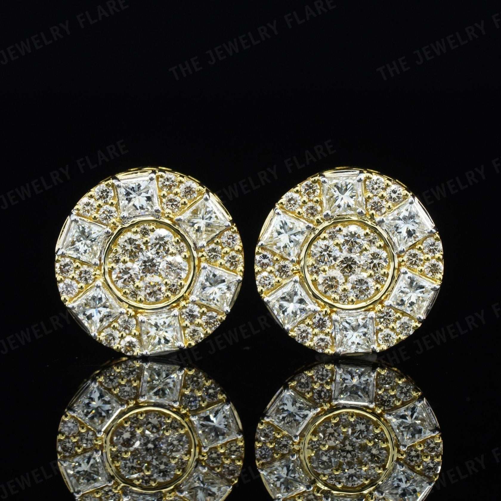 Princess and Round Cut Micro Pave Set Screw Back Studs First