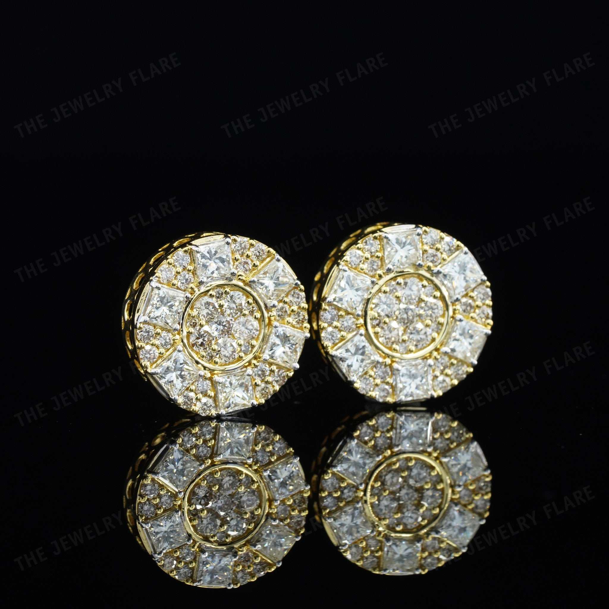 Princess and Round Cut Micro Pave Set Screw Back Studs Fifth