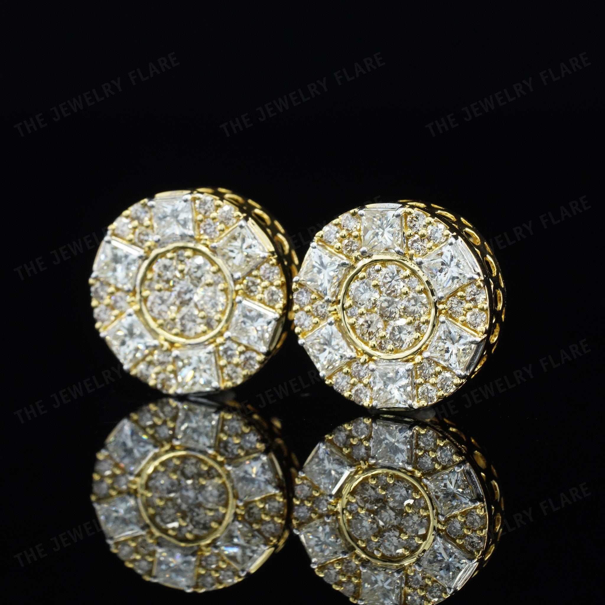 Princess and Round Cut Micro Pave Set Screw Back Studs Third