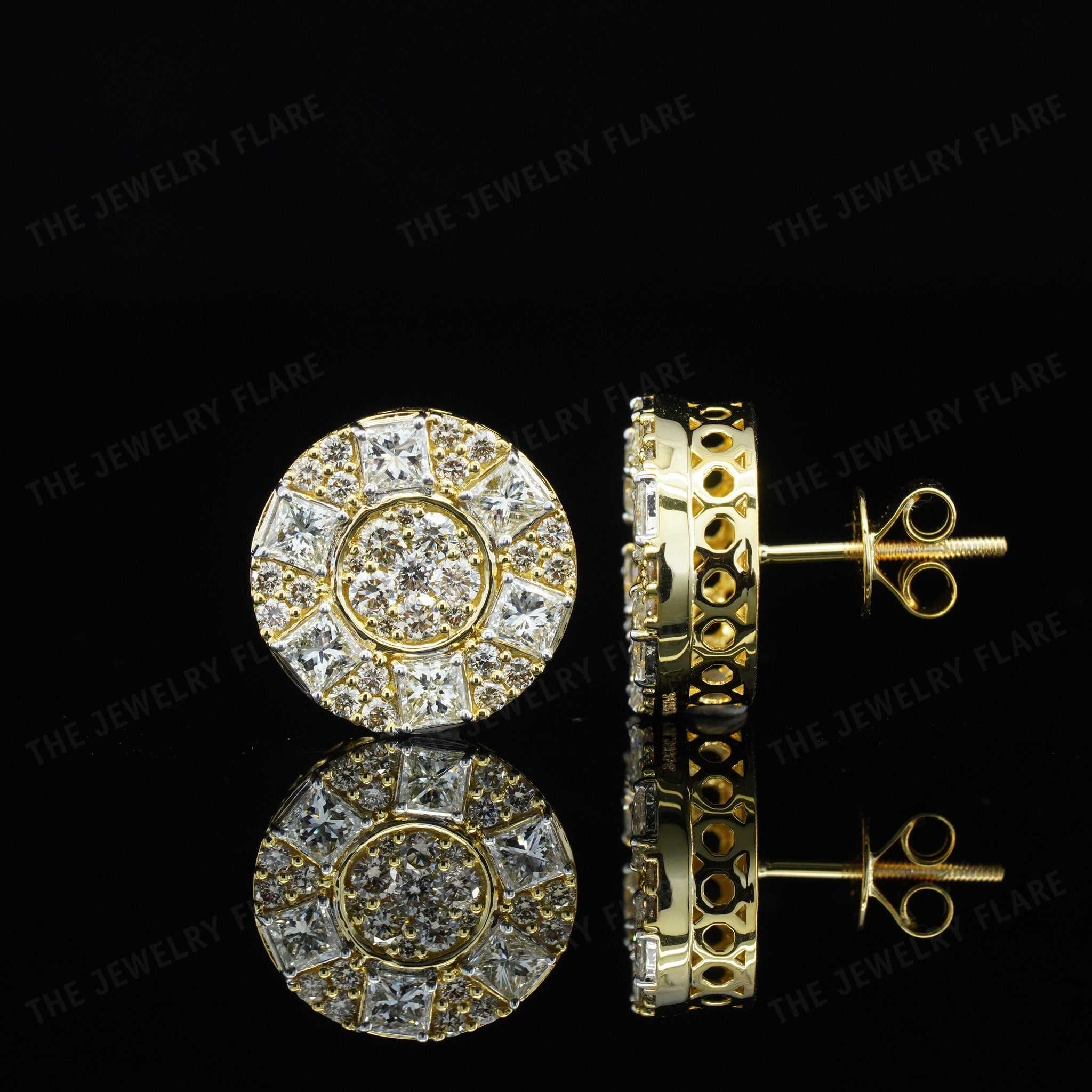 Princess and Round Cut Micro Pave Set Screw Back Studs Second