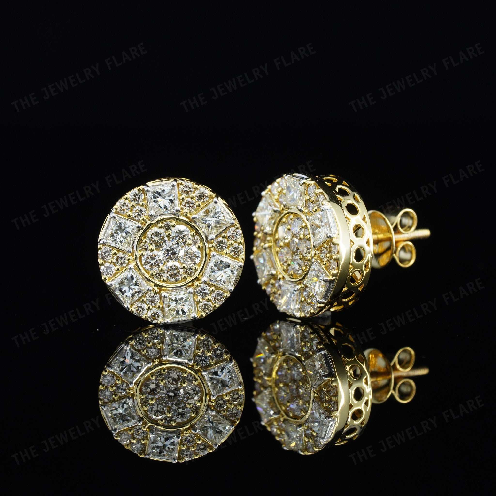 Princess and Round Cut Micro Pave Set Screw Back Studs Forth