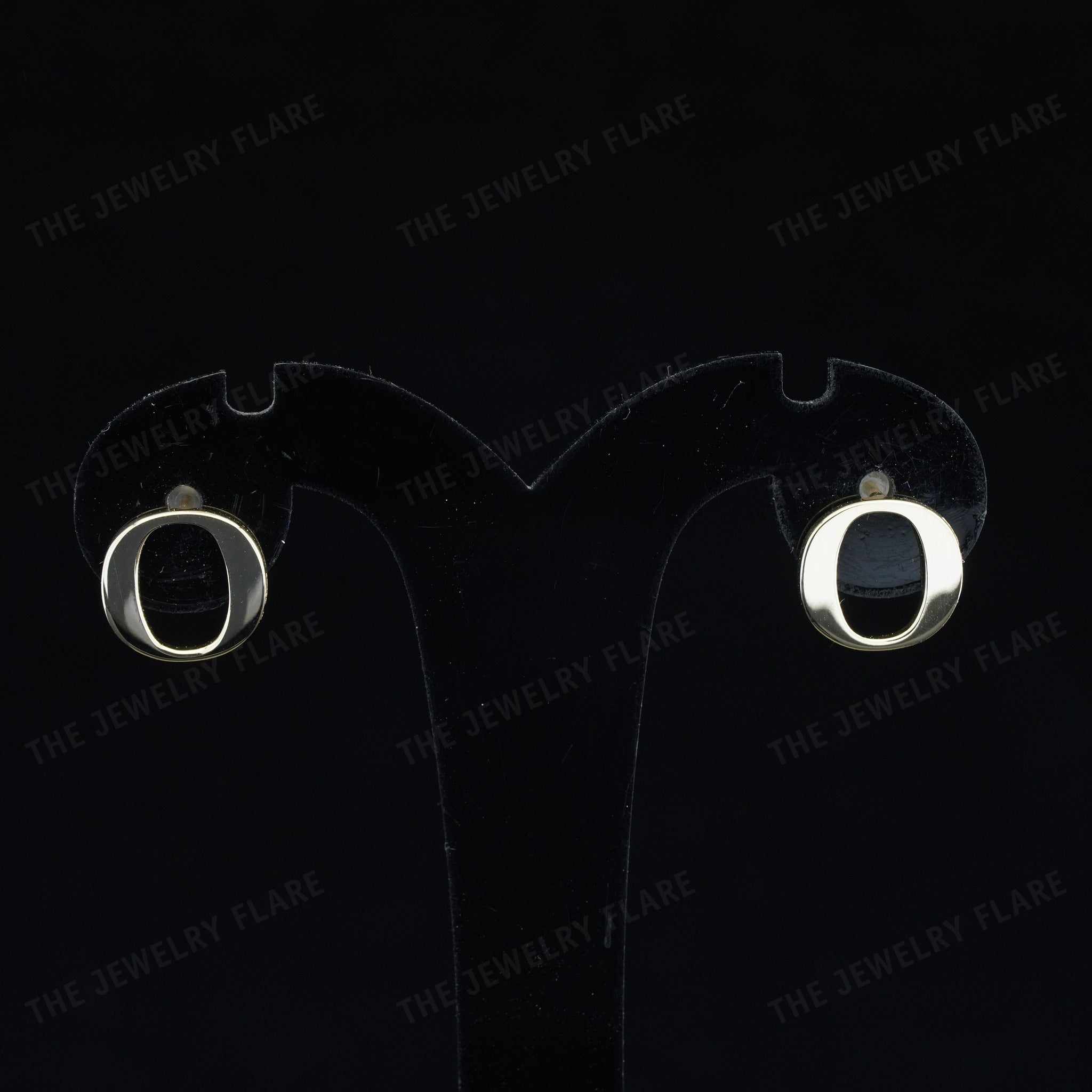 O Initial Plain Gold Screw Back Stud Earrings for Kids First