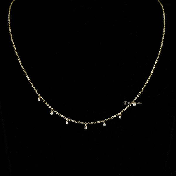Seven Drops By The Yard Round Natural Diamond Necklace 0.11ct