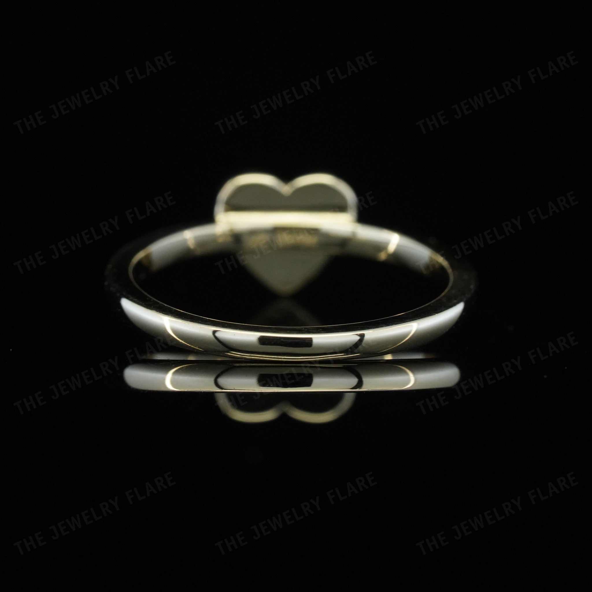 14K Solid Gold Heart Shaped Initial Ring For Kids Girls Fifth