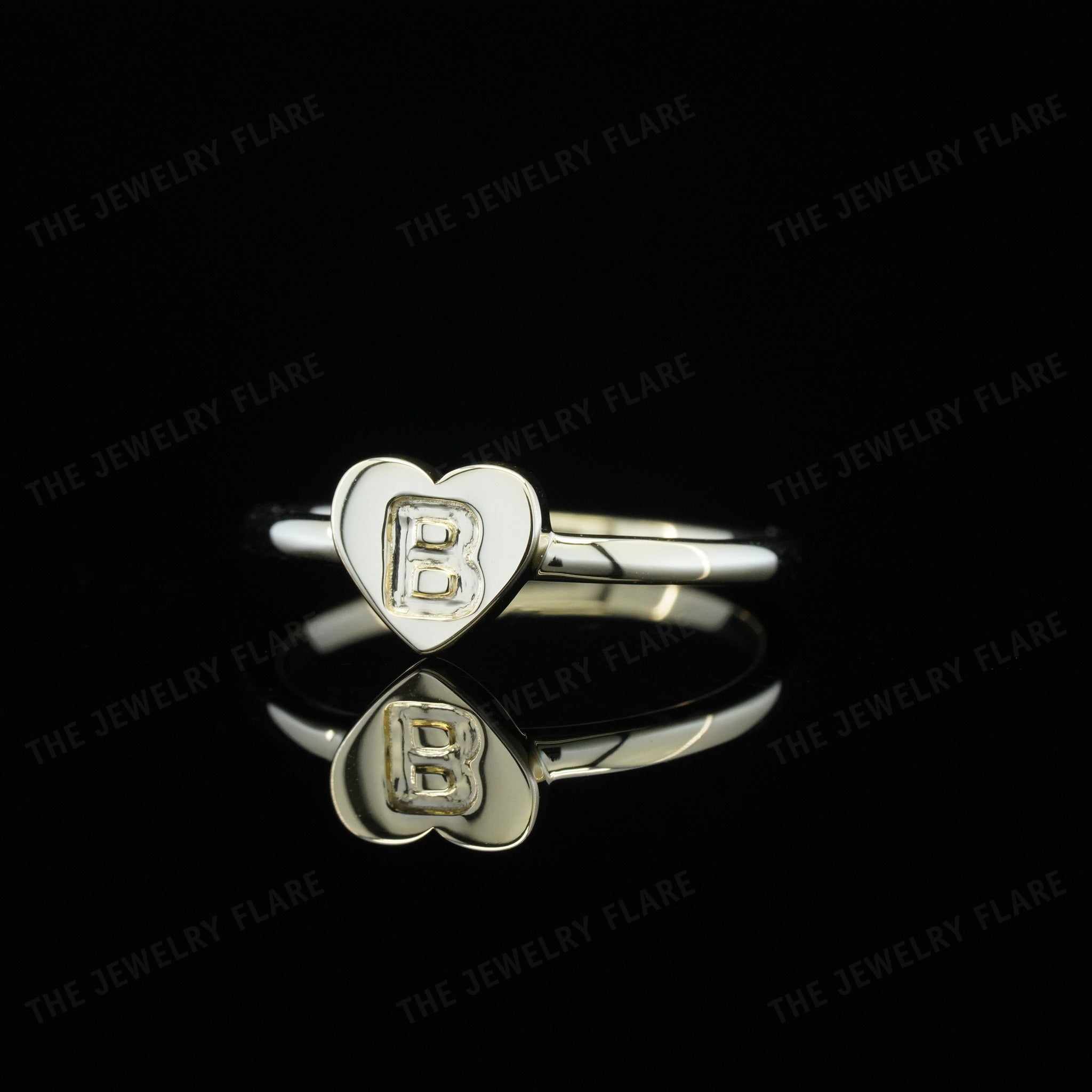 Kids Solid Gold Heart Shaped Initial Ring Second