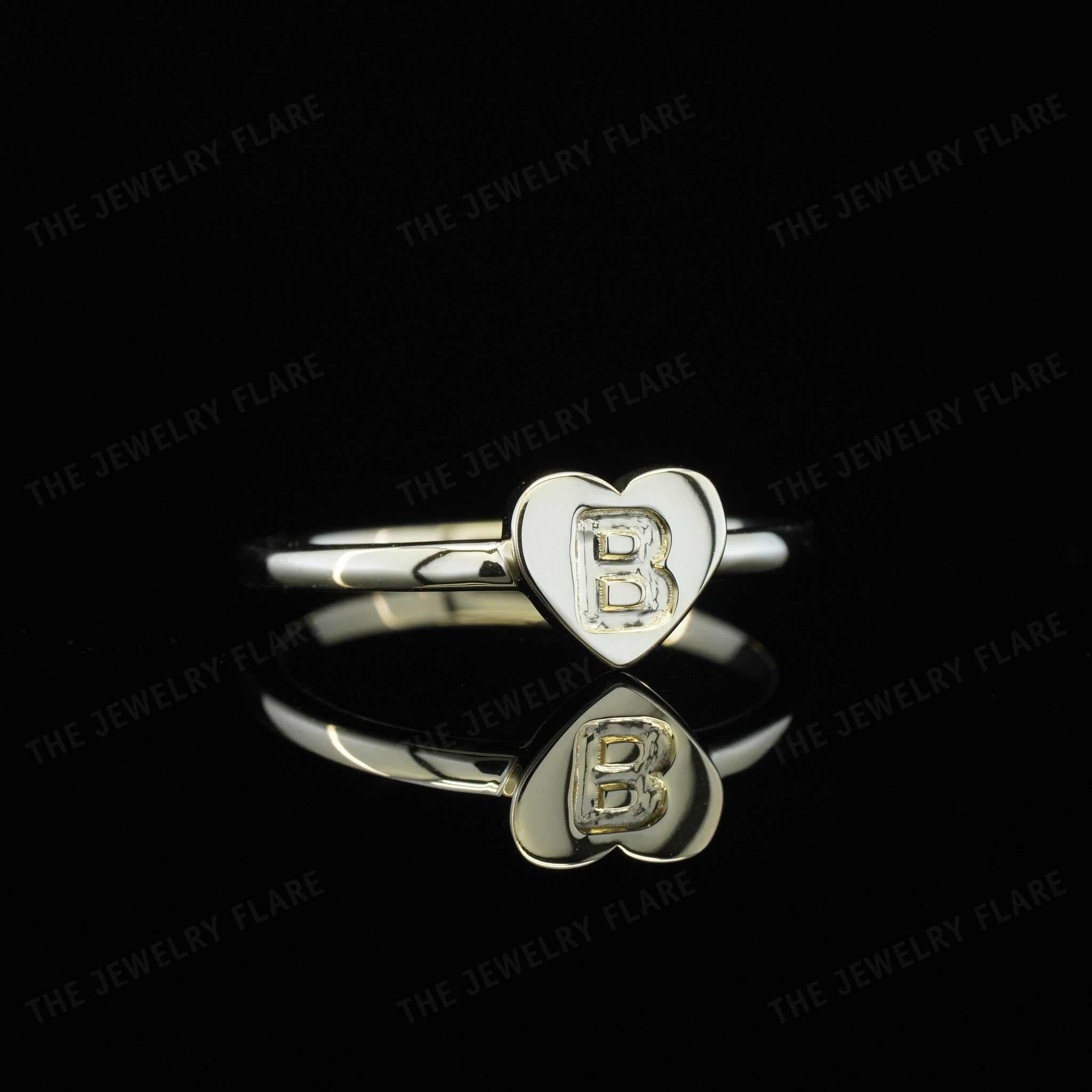 Kids Solid Gold Heart Shaped Initial Ring Forth