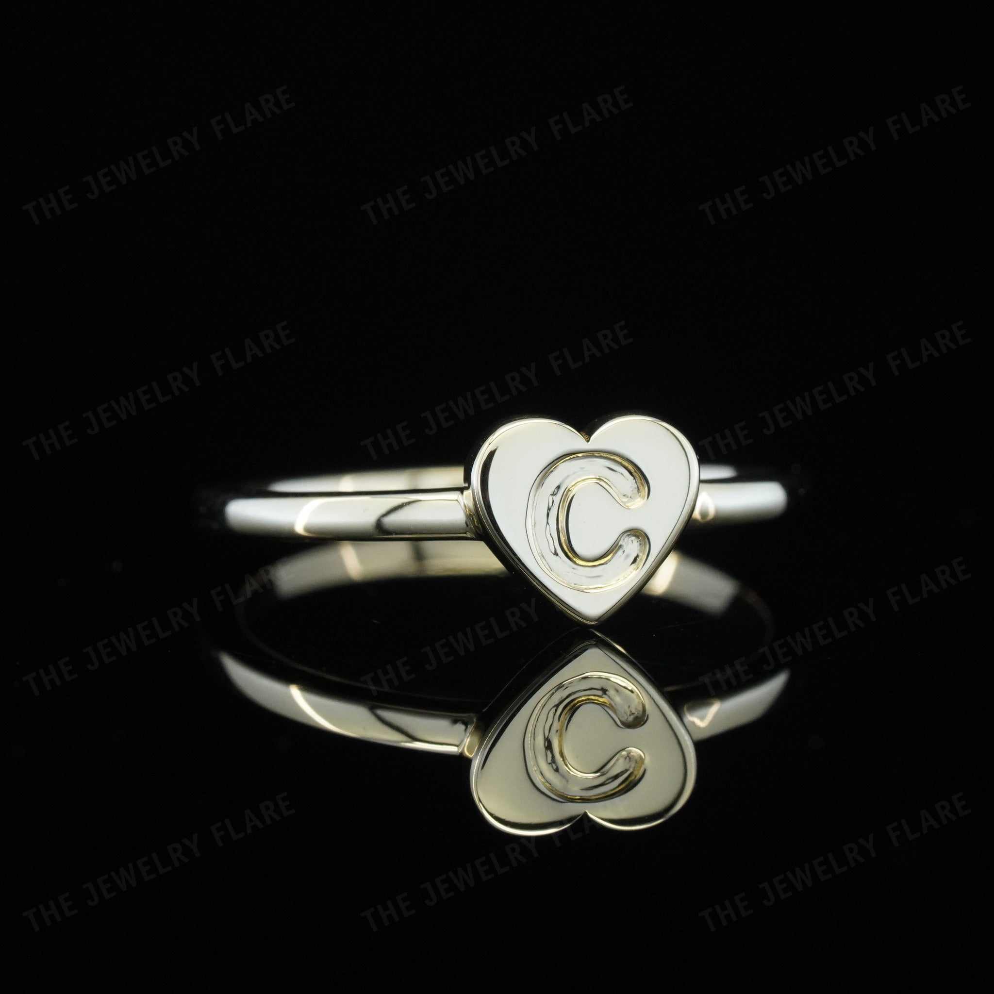 Heart Shaped Plain Gold Initial Ring For Kids Second