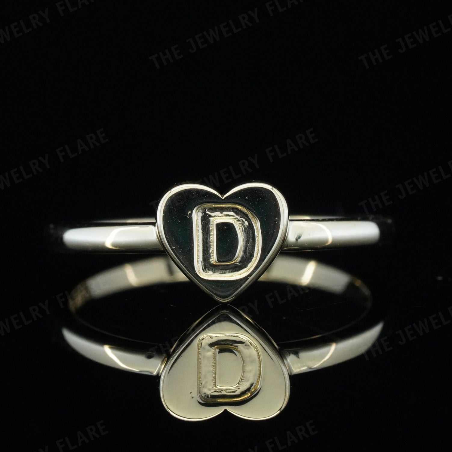  D Initial Letter Heart Shaped 14K Gold Kids Jewelry First