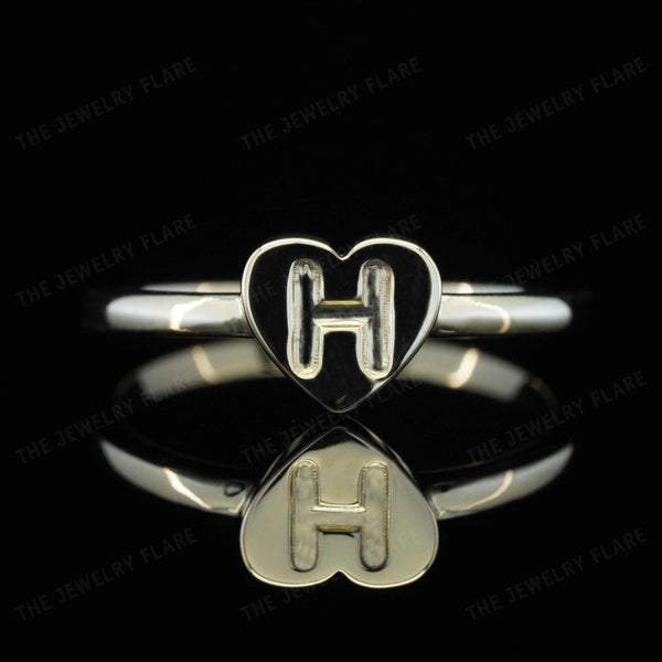 Heart Shaped Initial Ring for Kids Girls First