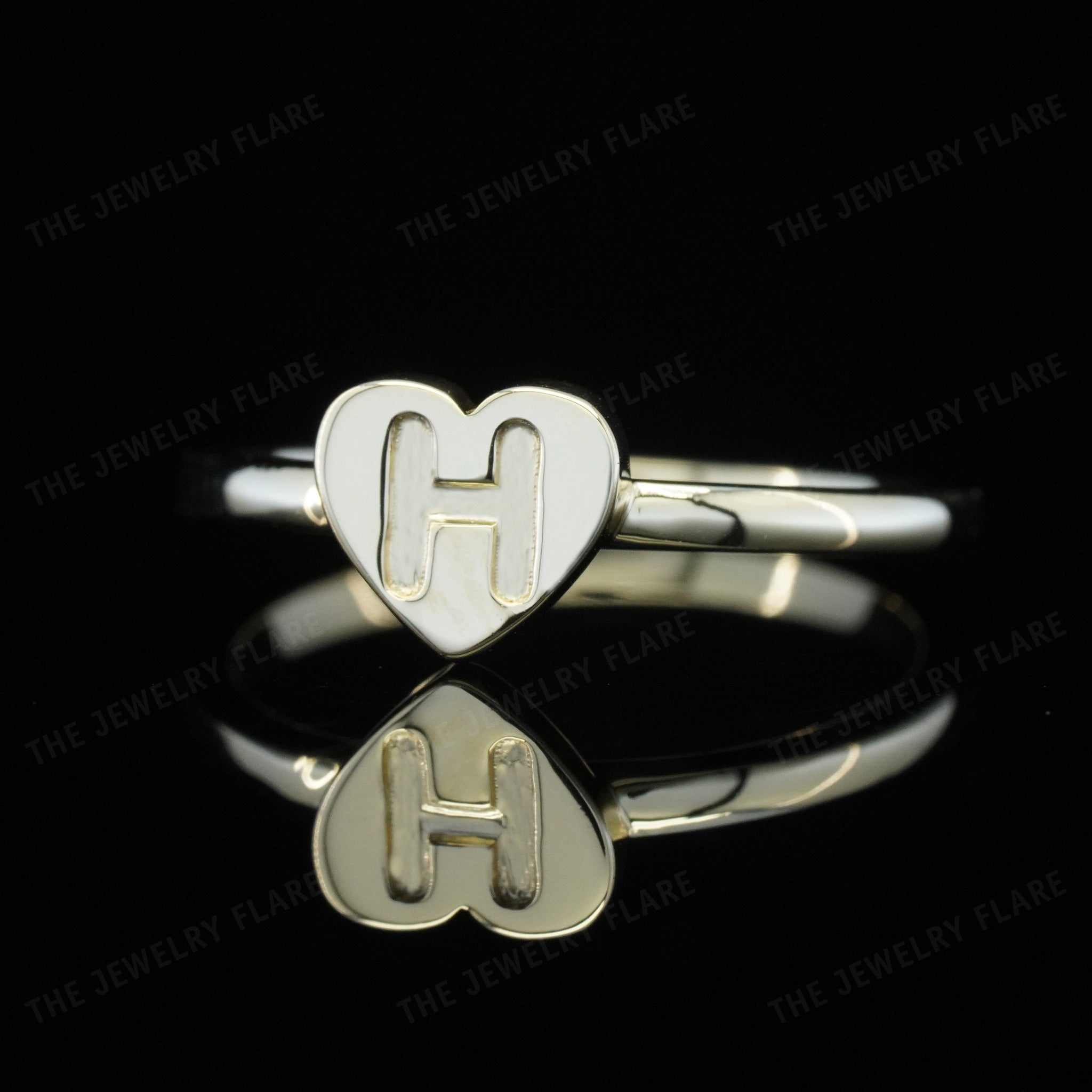 Heart Shaped Initial Ring for Kids Girls Second