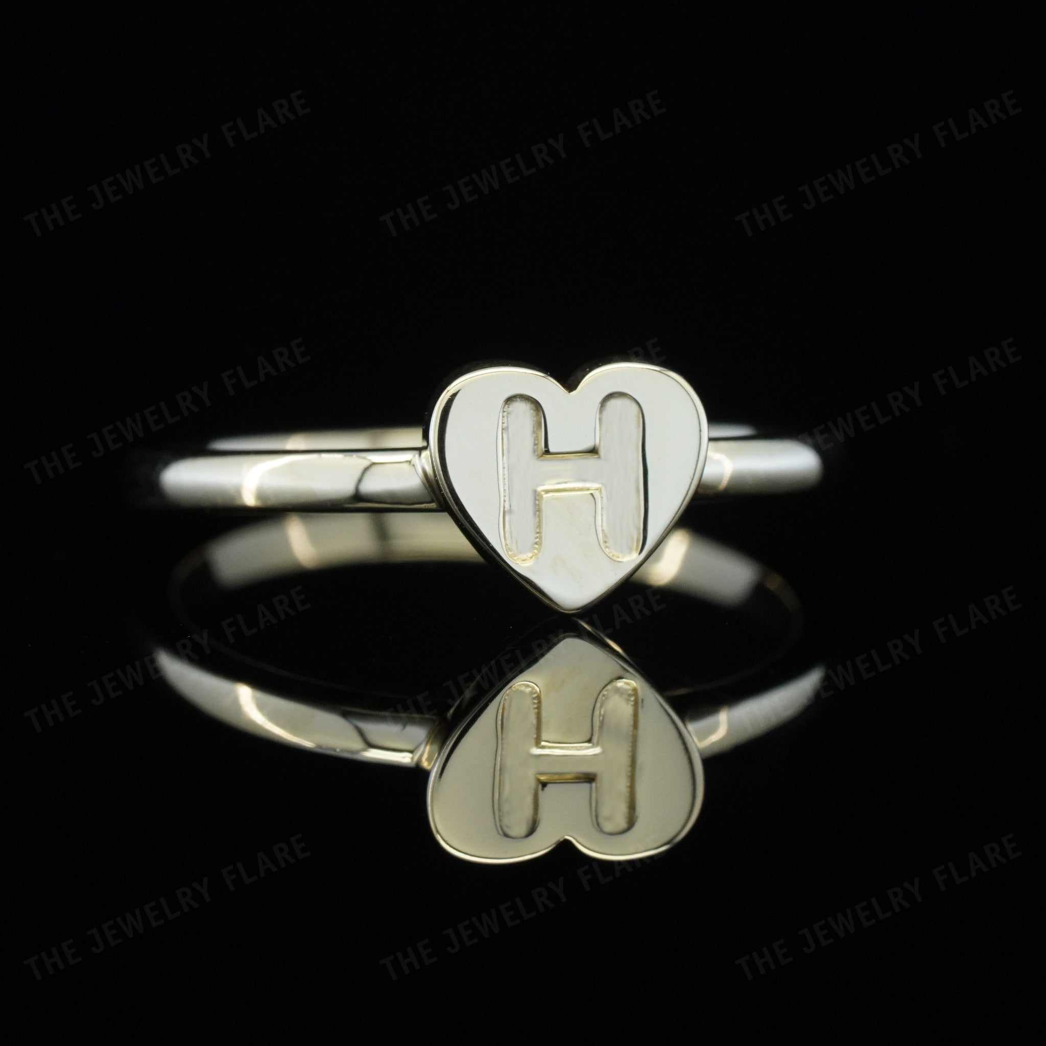 Heart Shaped Initial Ring for Kids Girls Forth