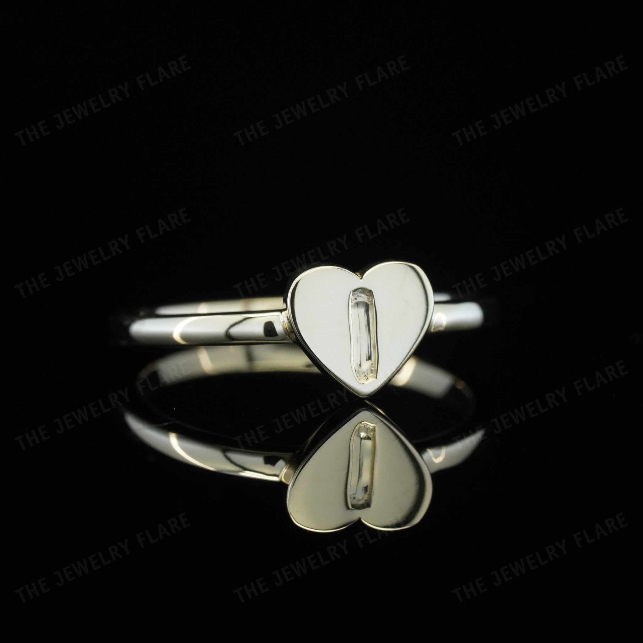 Heart Initial Ring for Girls Custom Gift for Kids Six