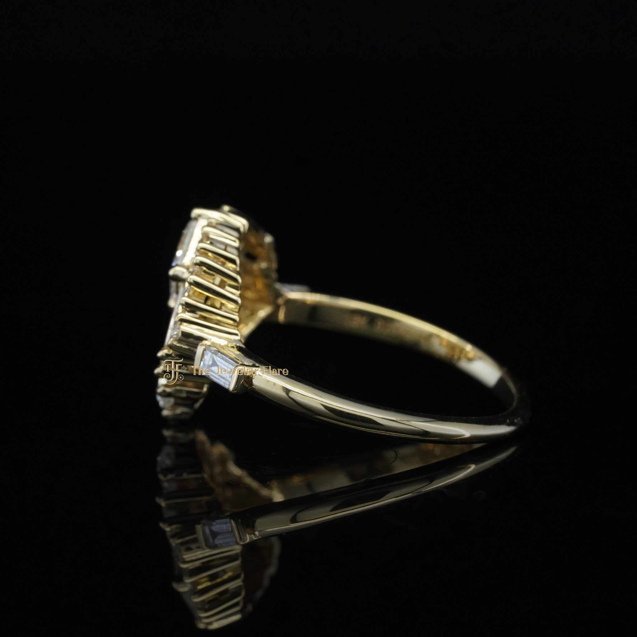 Mirrored Cluster Ring with Princess Cut Diamond